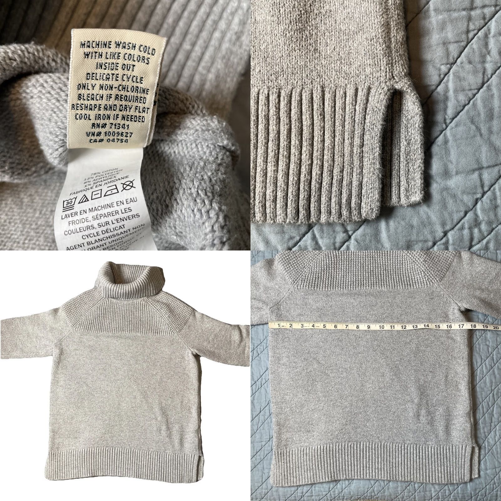 Vintage VINTAGE L.L. Bean Turtleneck Sweater Womens XS Reg Gray Textured Casual Cozy Warm Pullover Knit Sweatery? Size XS / US 0-2 / IT 36-38 - 8 Thumbnail