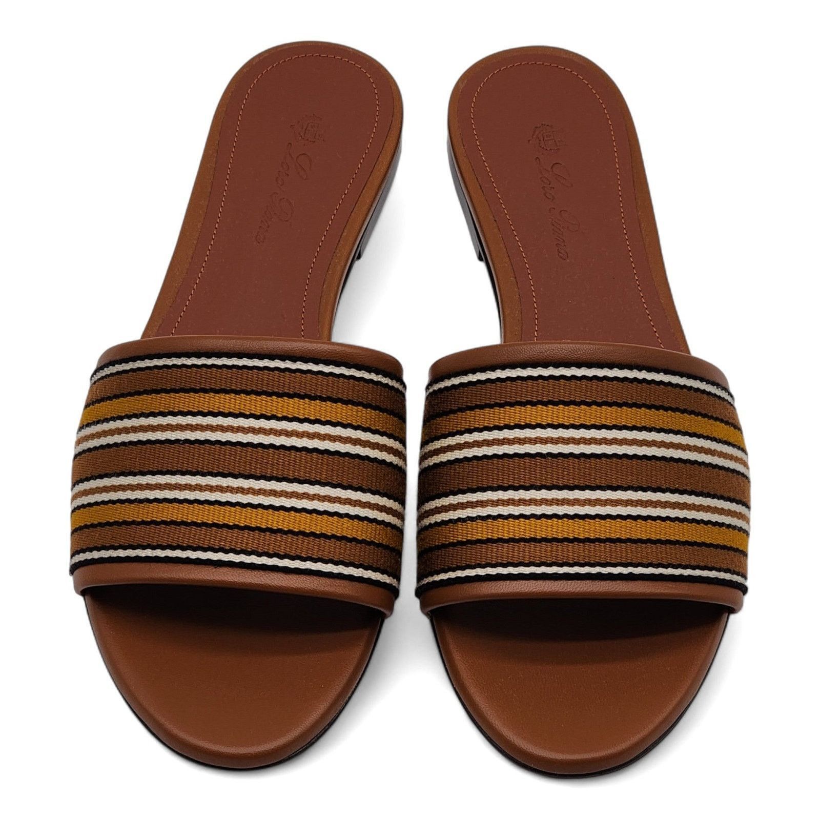 Loro Piana The Suitcase Stripe Sandals - Fabric Leather - Brown 37 $750 Size US 7 / IT 37 - 4 Thumbnail