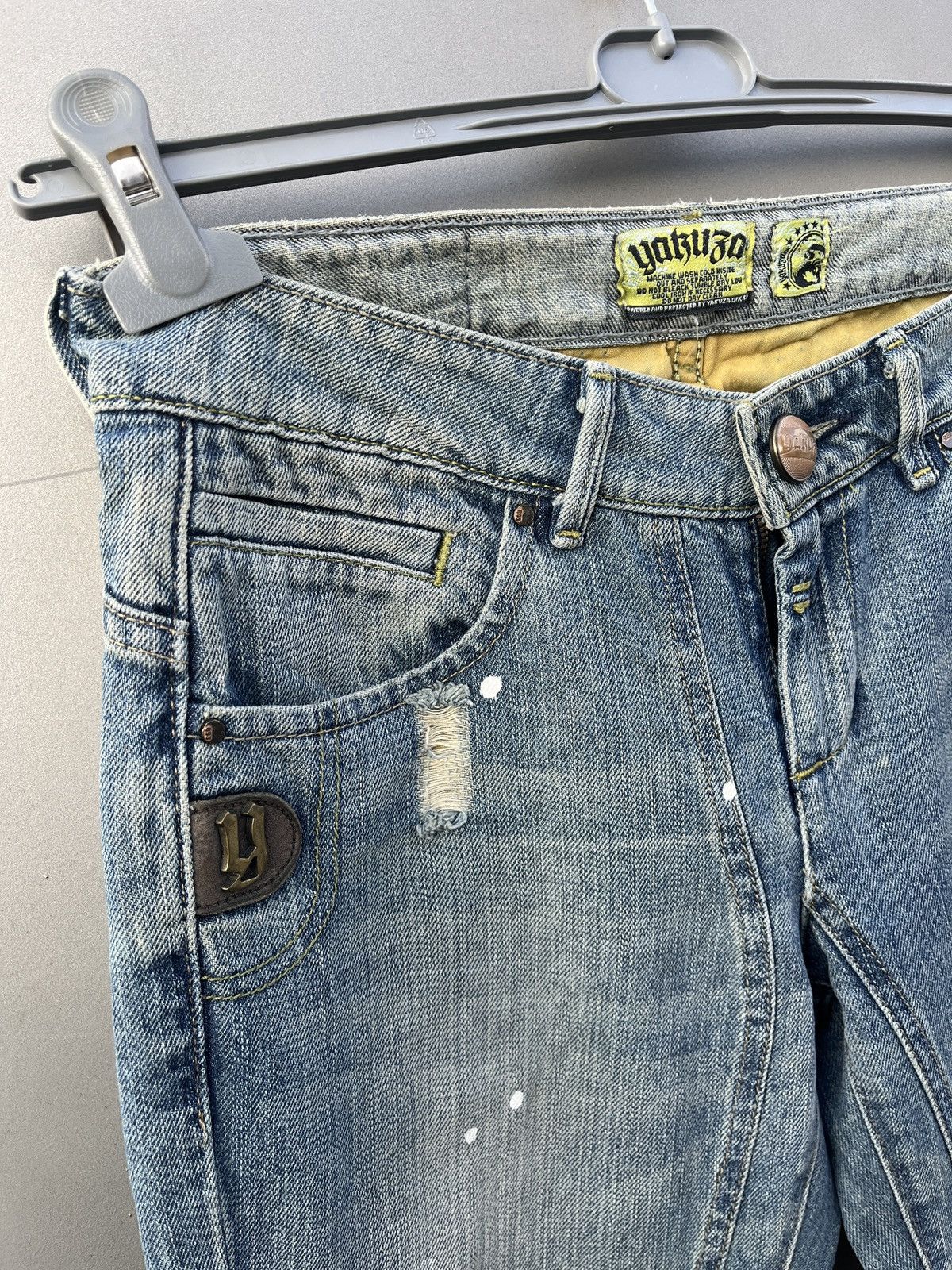 Japanese Brand × Vintage Rare Yakuza Y2K Embroidered Distressed Jeans Size US 31 - 4 Thumbnail