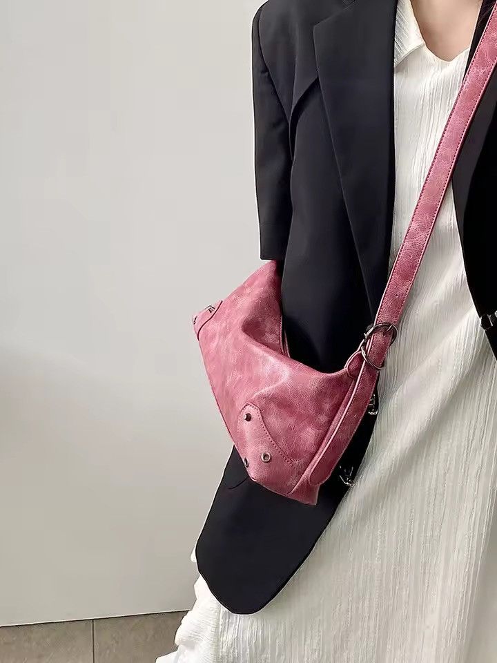 Vintage Retro Style PU Leather Small Shoulder Bag y2k unisex Size ONE SIZE - 2 Thumbnail