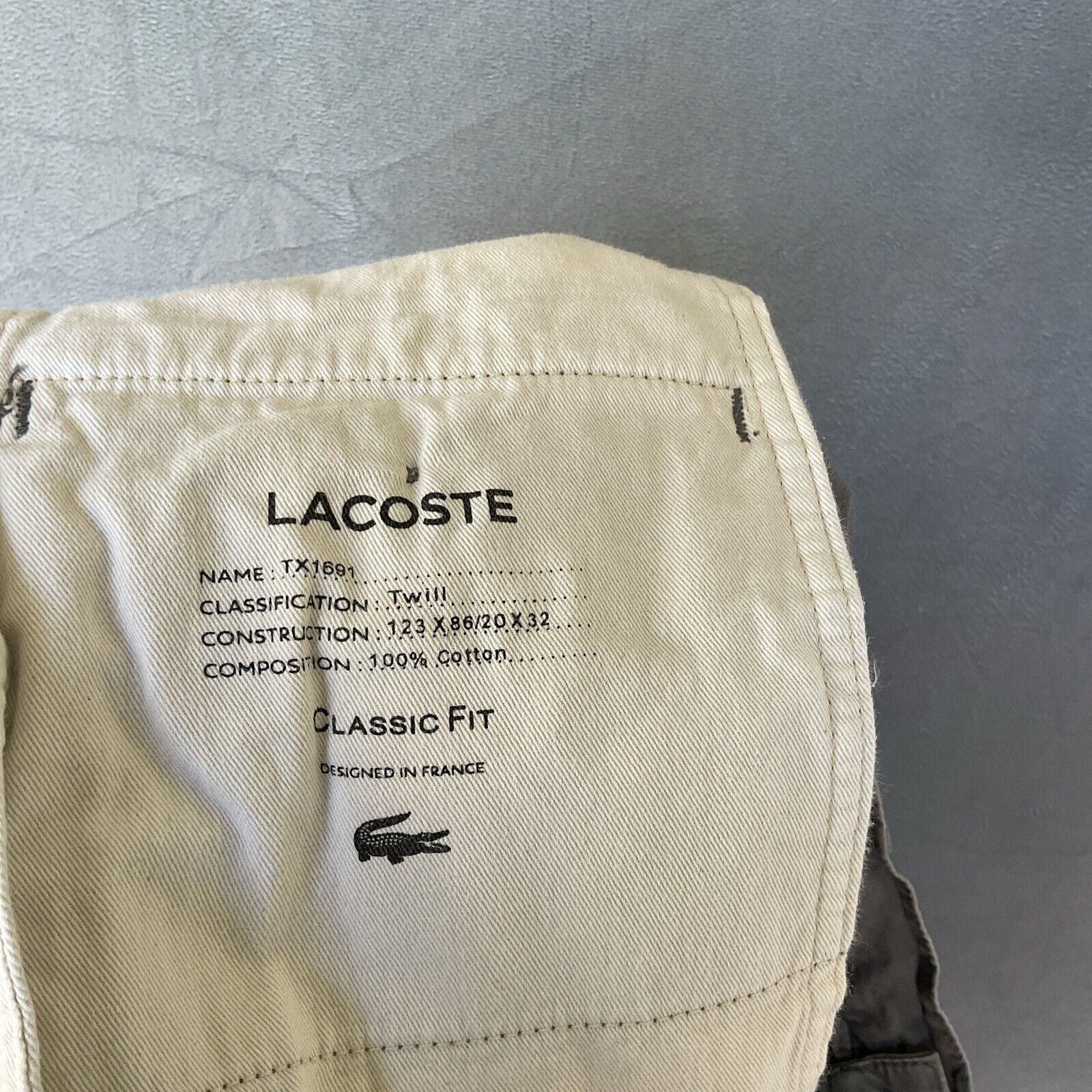 Lacoste Lacoste Shorts Mens US 38 Classic Fit Chino Gray Cotton Twil Size US 38 / EU 54 - 4 Thumbnail
