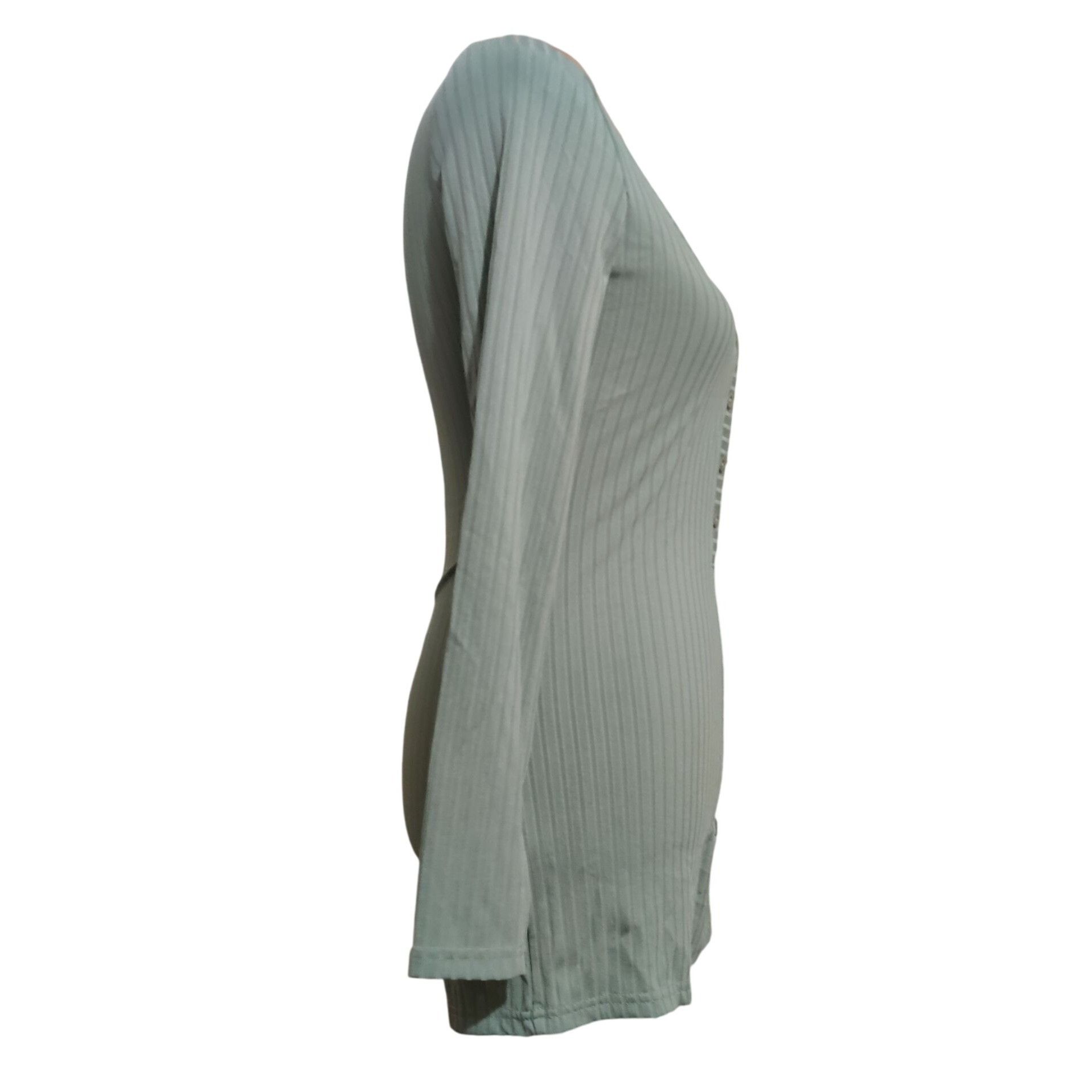 Other Womens Romper Pajama One Piece Ribbed Long Sleeve Button Fro Size S / US 4 / IT 40 - 2 Thumbnail