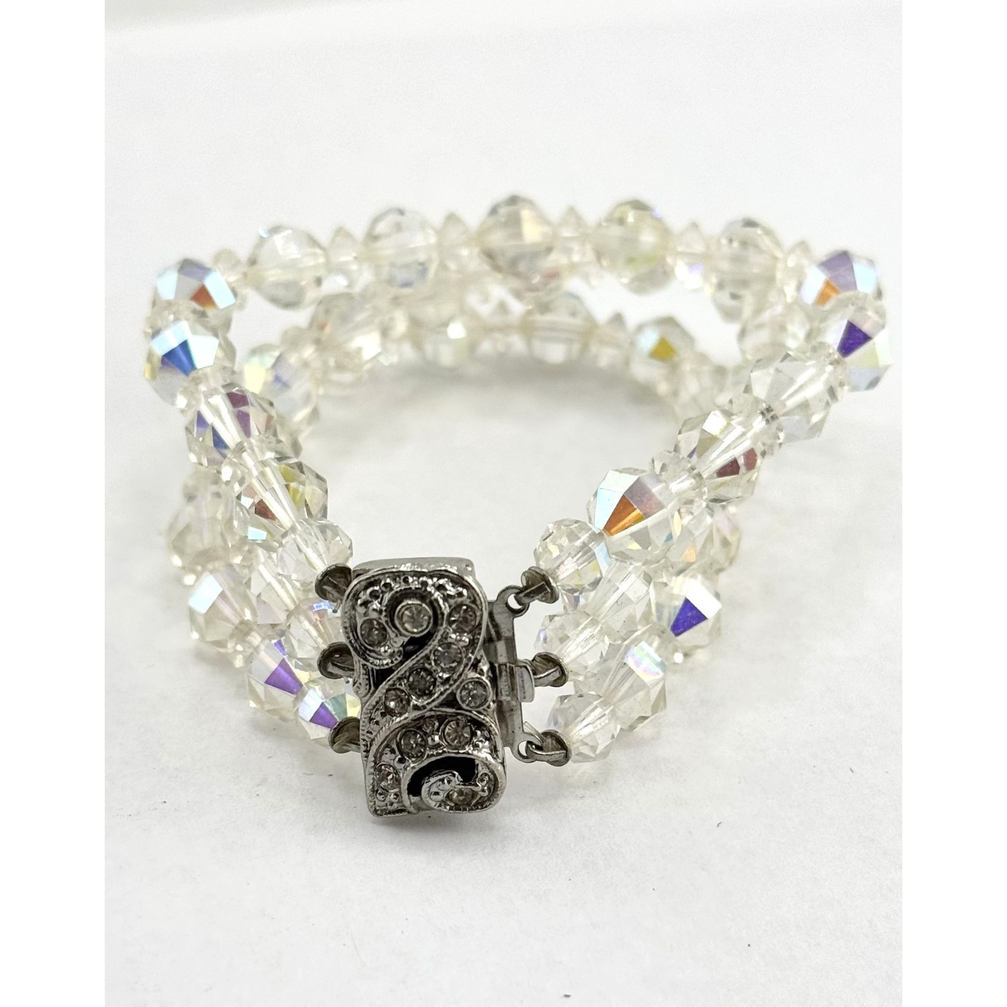 Vintage Vintage estate rhinestone beaded crystal triple strand brace Size ONE SIZE - 1 Thumbnail