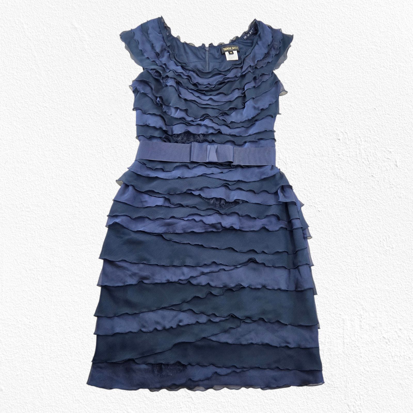 Tadashi Shoji Tadashi Shoji Navy Ruffle Cocktail Dress Size 16 Size XXL / US 16-18 / IT 52-54 - 2 Thumbnail