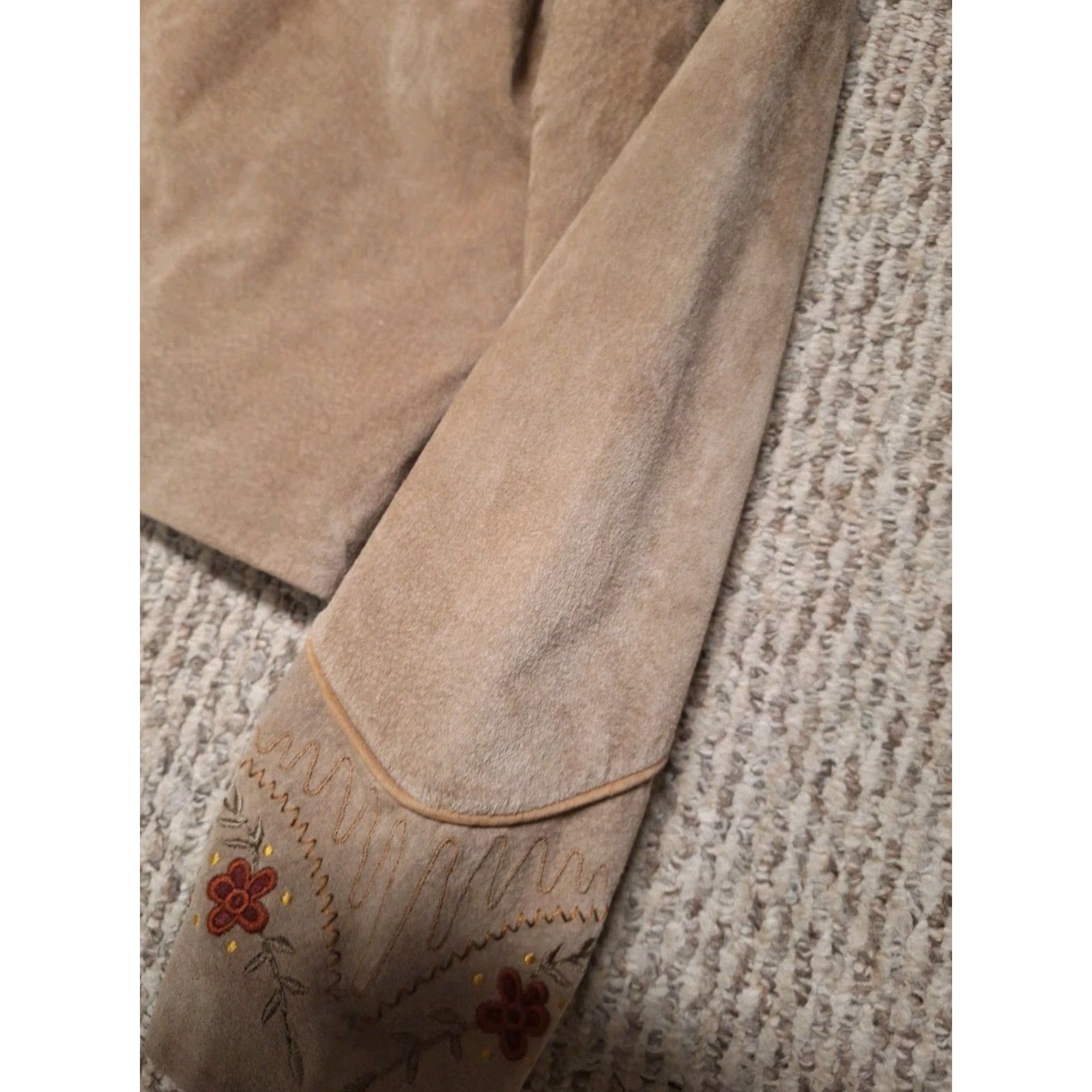 Scully VINTAGE Scully Womens Floral Suede Leather Button Western Rodeo Jacket Size 12 Size XL / US 12-14 / IT 48-50 - 3 Thumbnail
