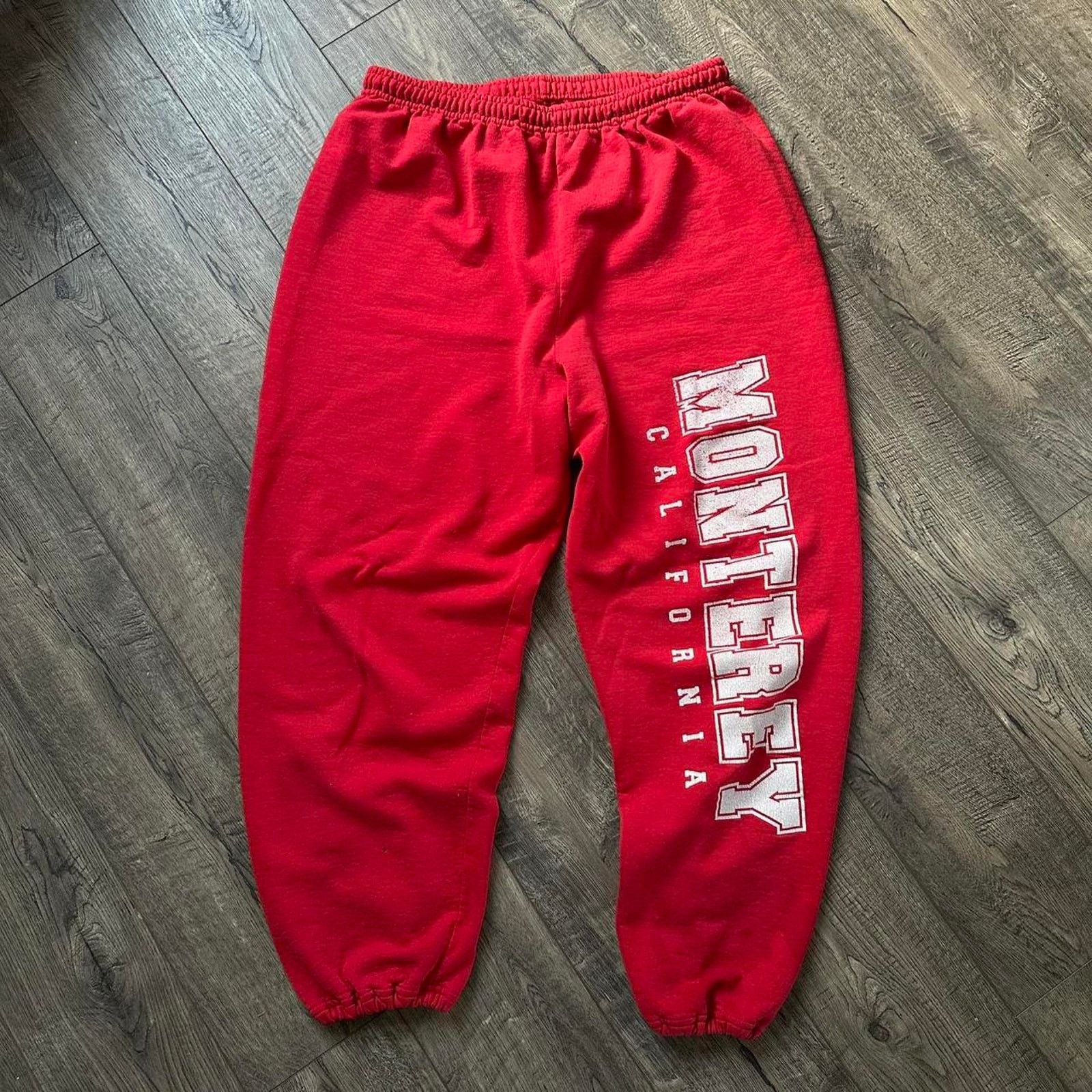 Vintage Vintage 80s Cotton Red Monterey California Sporty Sweatpants Size US 34 / EU 50 - 1 Thumbnail