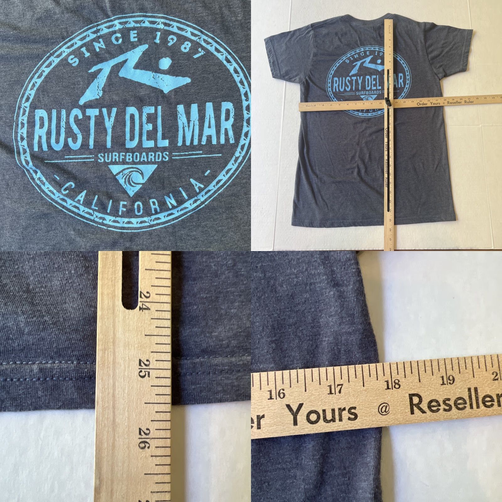 Rusty Rusty Shirt Adult Small Gray Surfer 90s Logo Del Mar Surfboards Since 1987 Graphic Print Crew Neck Short Sleeve Knit Cotton USA Mexico Regular Size US S / EU 44-46 / 1 - 8 Thumbnail