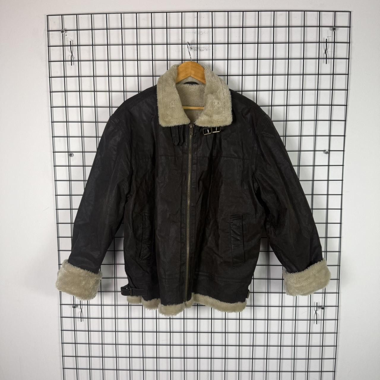 Vintage Vintage Real Leather Sherling Jacket Brown Military Size US L / EU 52-54 / 3 - 1 Thumbnail