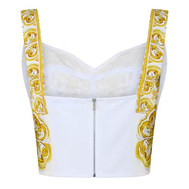 Dolce & Gabbana o1g2r1mq1024 Cropped Poplin Corset Top in Multicolor Size M / US 6-8 / IT 42-44 - 2 Thumbnail