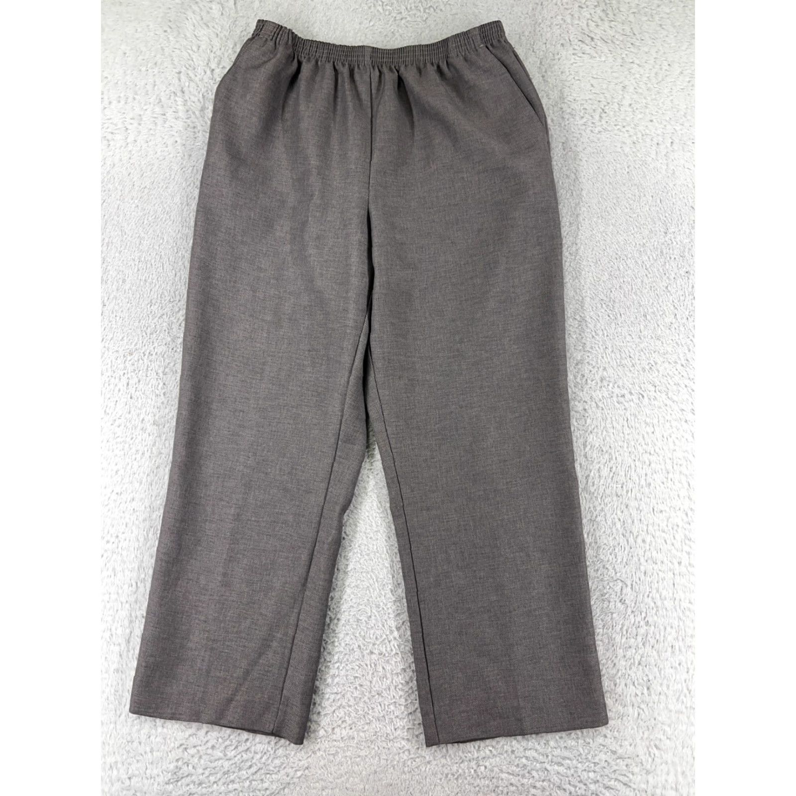 Vintage Alfred Dunner Pants Womens 14P Gray Elastic Waist Pull On 32 in Inseam 26 in Petite Regular Size 28" / US 6 / IT 42 - 2 Thumbnail