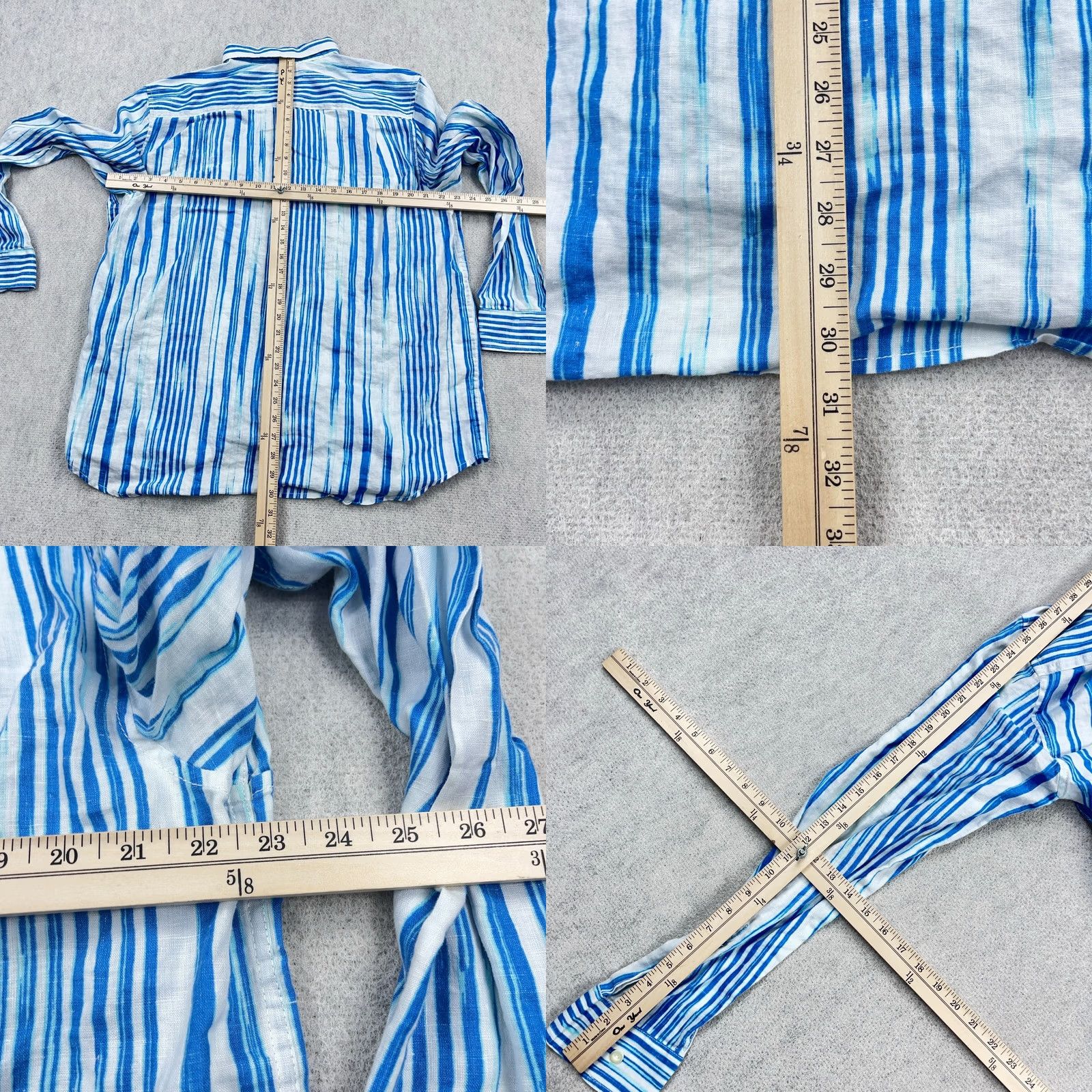 Tommy Bahama VINTAGE Tommy Bahama Shirt Men XL Blue Striped Linen Button Up Camp Beach Preppy Vacation Size US XL / EU 56 / 4 - 8 Thumbnail