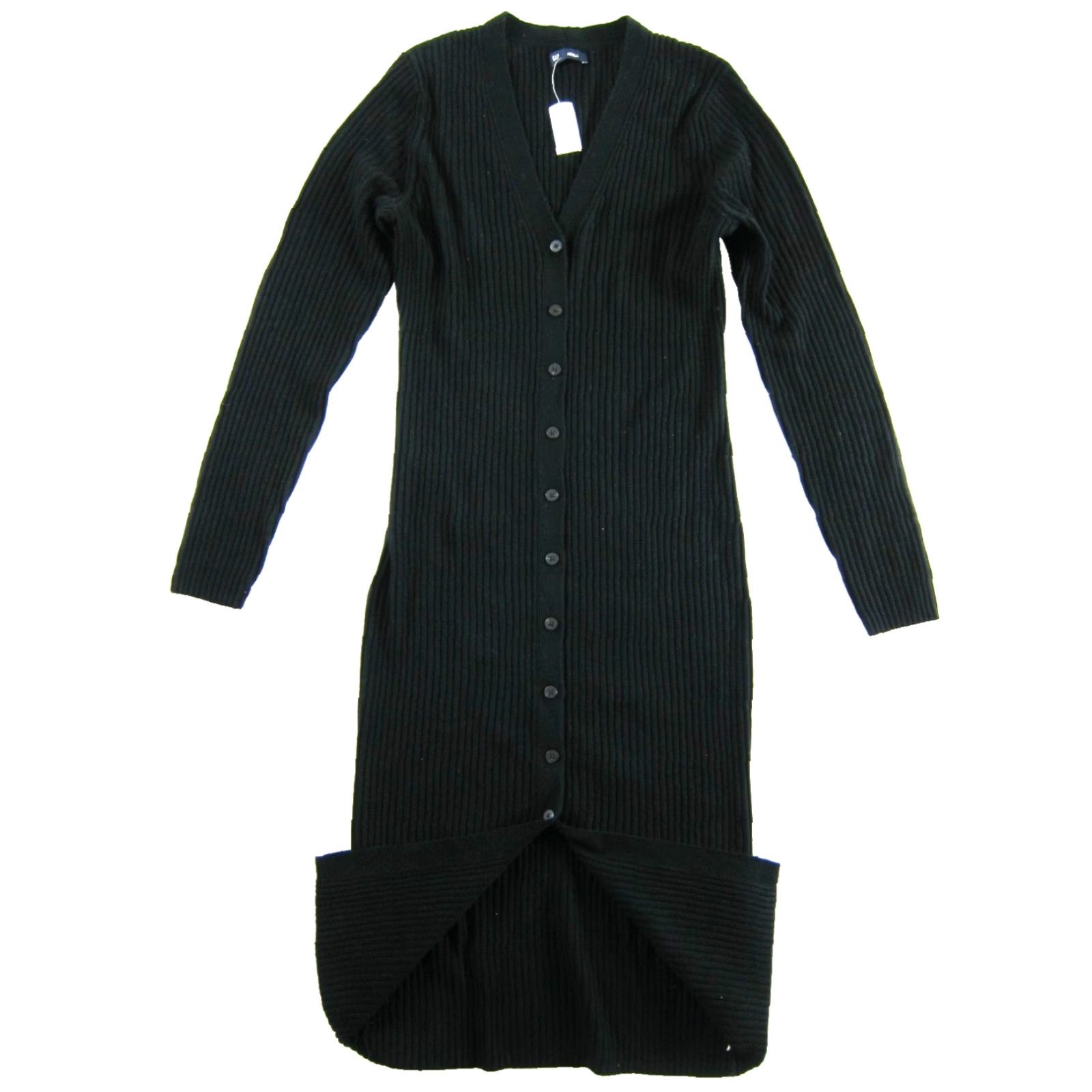 Gap GAP Black Knit Stretch Long Sleeve V-Neck Button Maxi Sweater Dress L Tall Size L / US 10 / IT 46 - 5 Thumbnail