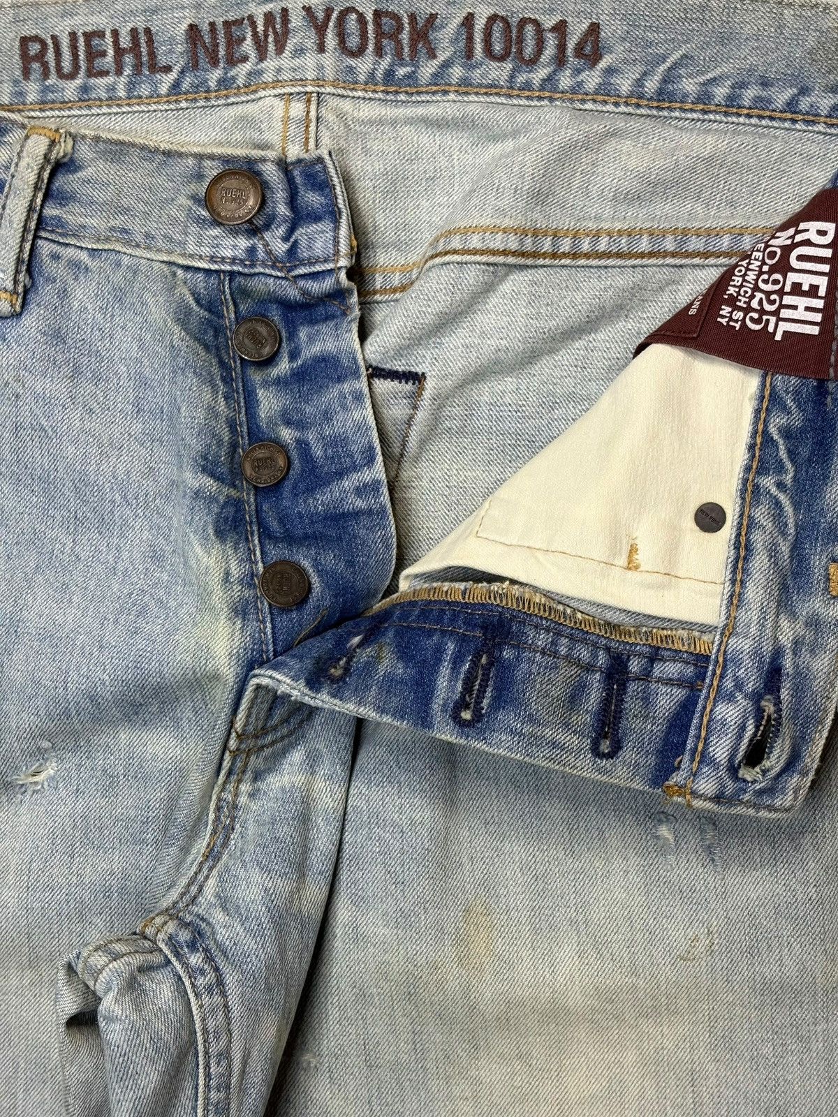 Ruehl No. 925 Vintage Ruehl Button Fly Bleached Distress Loose Baggy Jeans Size US 35 - 3 Thumbnail