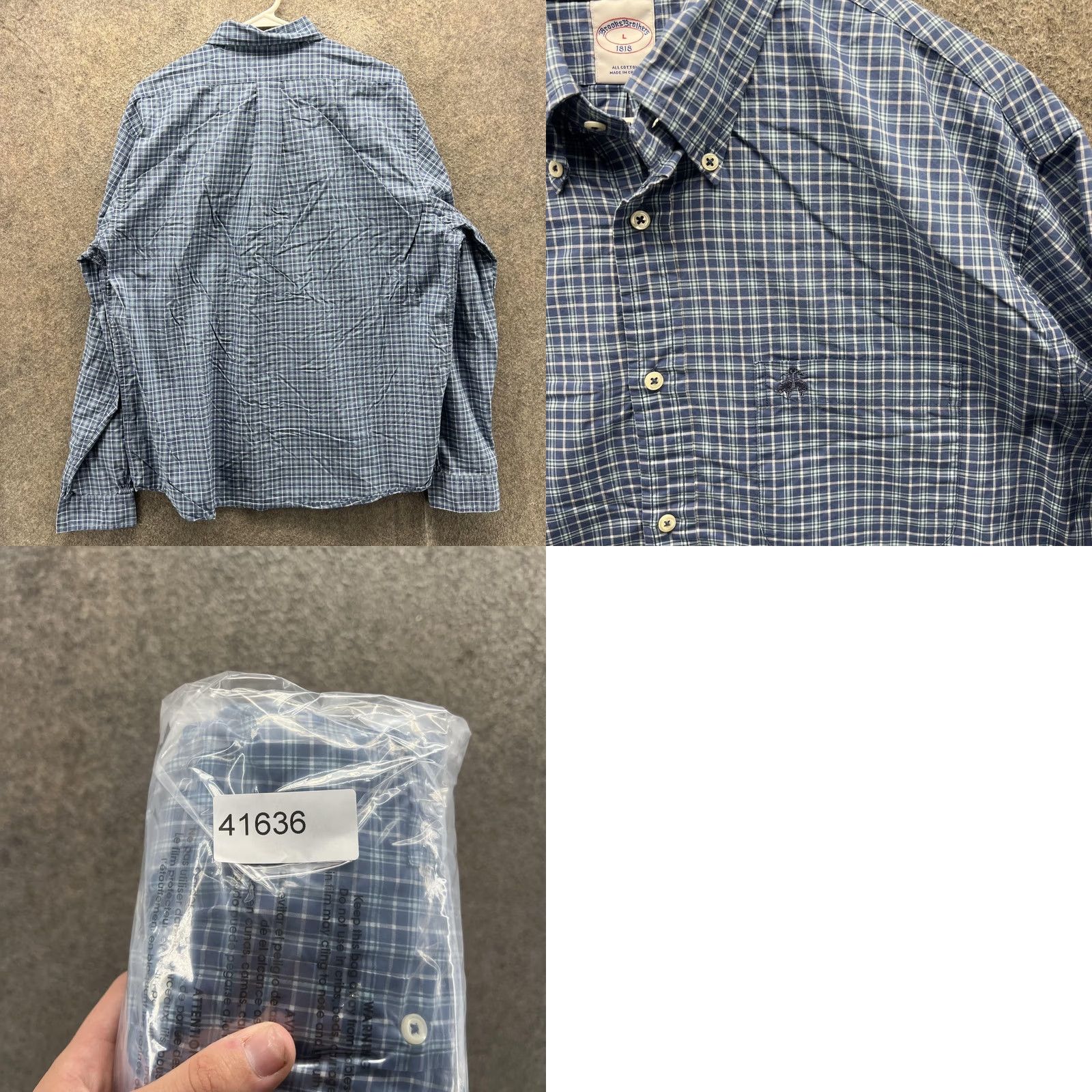 Brooks Brothers Brooks Brothers Shirt Mens Large Blue Check Long Sleeve Button Front Casual Size US L / EU 52-54 / 3 - 8 Thumbnail