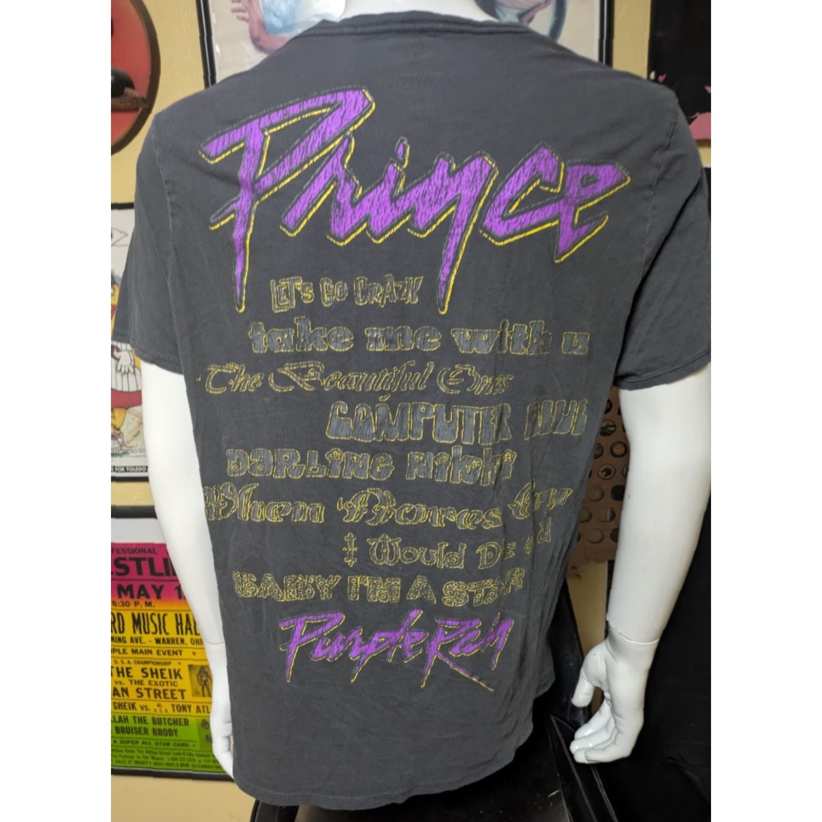 Prince VINTAGE Prince Purple Rain T Shirt Medium Men Black 80s Rock Pop Graphic Tee Crew Neck Short Sleeve Cotton Prince Estate 100% Cotton Size US M / EU 48-50 / 2 - 3 Thumbnail