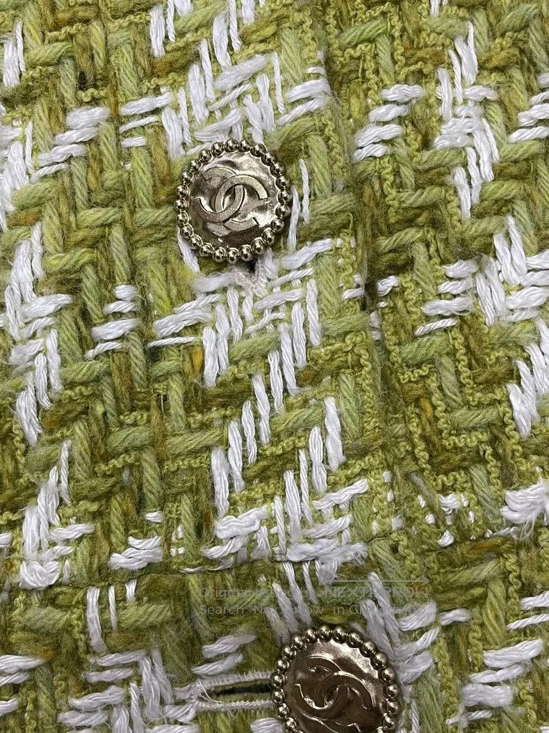 Chanel Chanel Green White Houndstooth Jacket. Size US M / EU 48-50 / 2 - 2 Thumbnail
