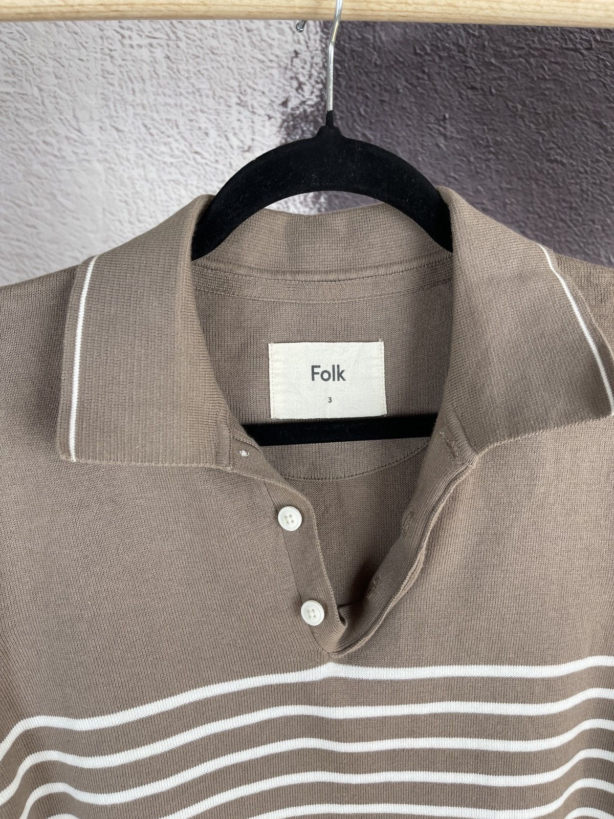 Folk Folk beige striped polo tee shirt Size US M / EU 48-50 / 2 - 11 Thumbnail