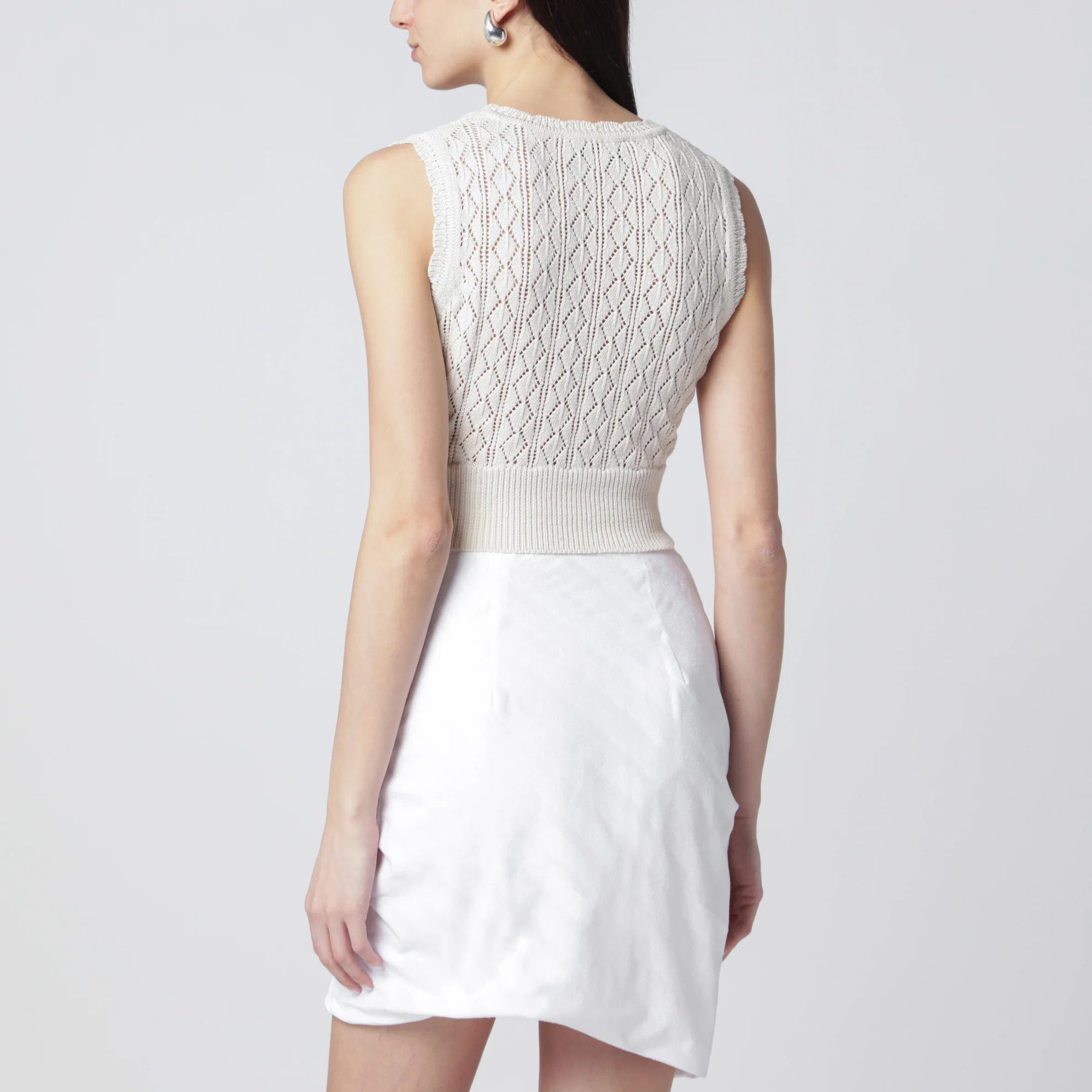 Vivienne Westwood o1d2blof0526 Crochet Top With Logo in Cream Size L / US 10 / IT 46 - 2 Thumbnail