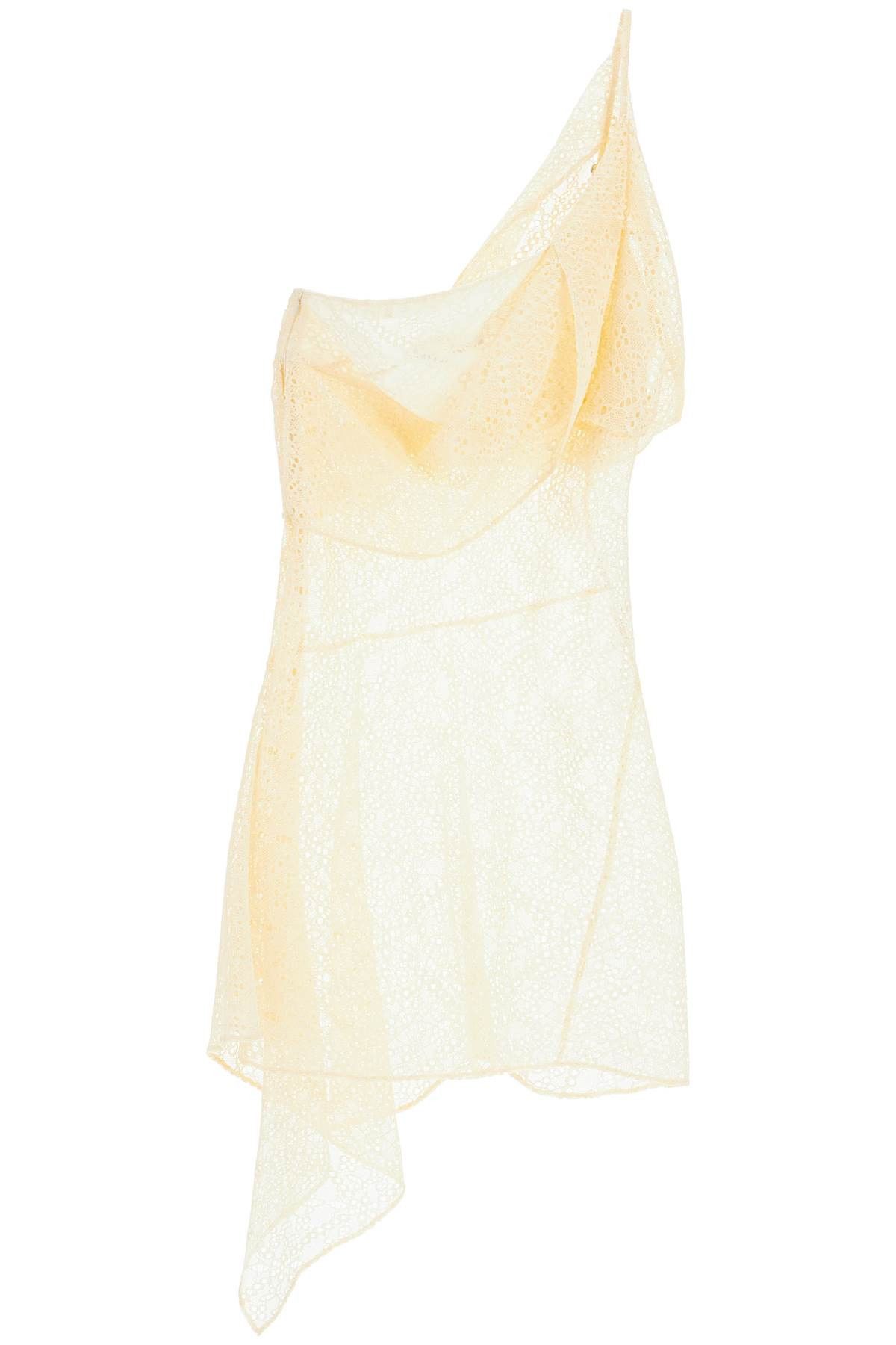 image of Dsquared2 Draped Lace Slip Minidress in Bianco, Women's (Size Medium)