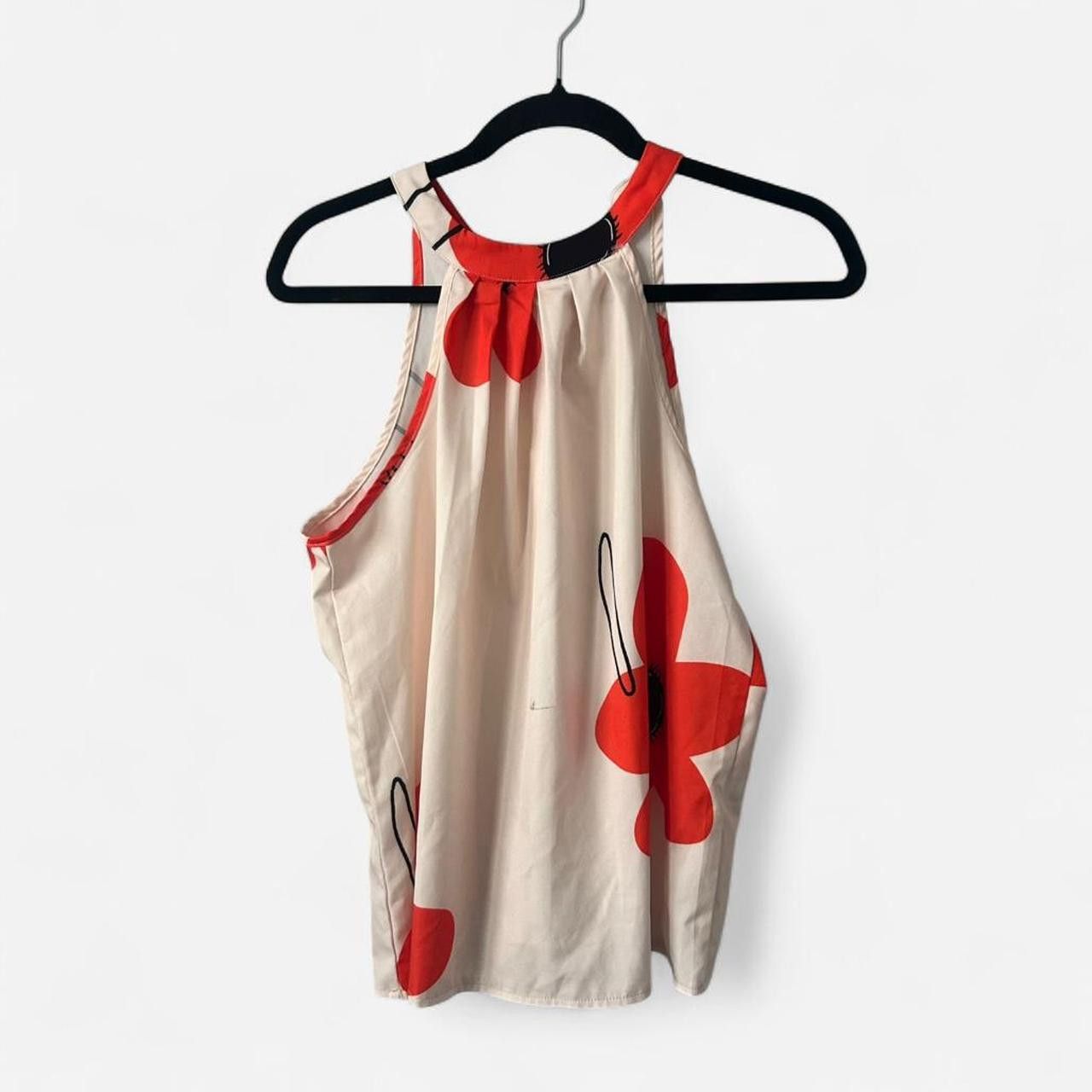Shein SHEIN cream + red floral halter top Size M / US 6-8 / IT 42-44 - 1 Thumbnail