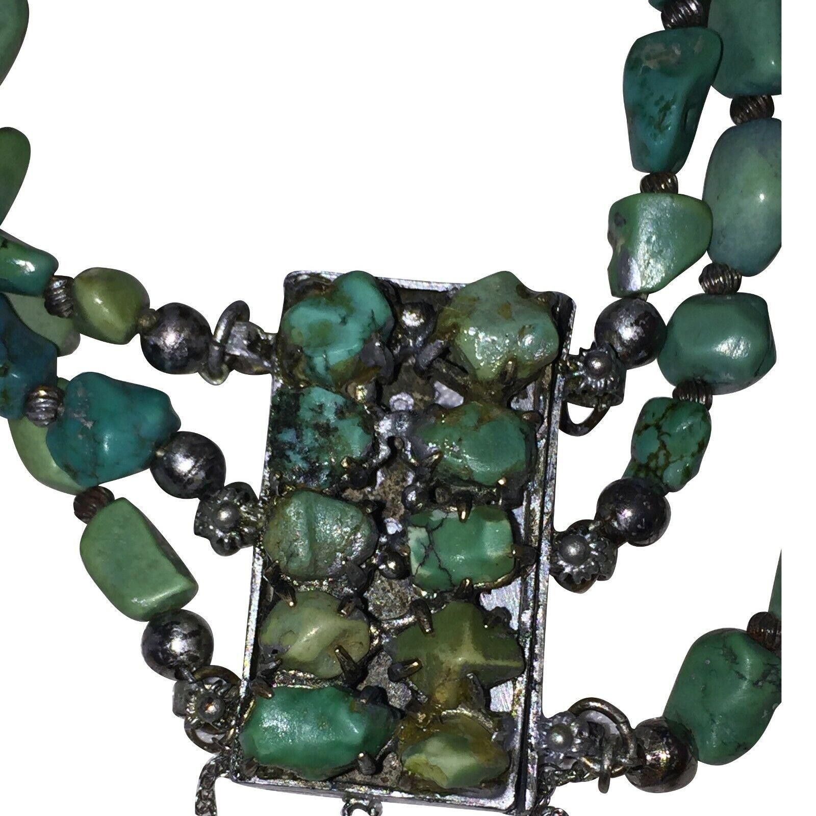 Designer Chinese Art Deco Turquoise Necklace & Bracelet Set Size ONE SIZE - 8 Thumbnail