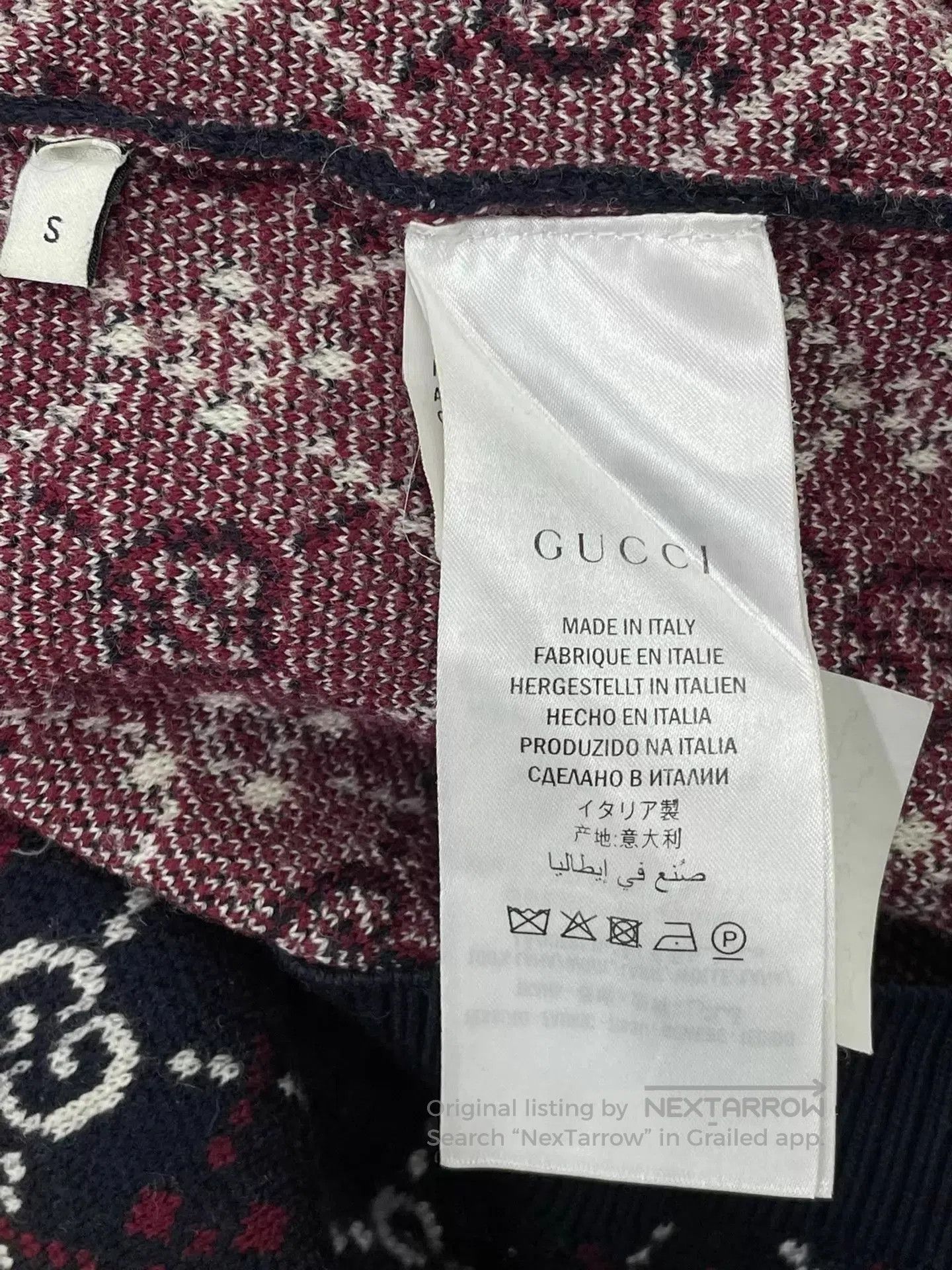 Gucci V-Neck Multi Pattern Knit Sweater Size S. Size US S / EU 44-46 / 1 - 4 Thumbnail