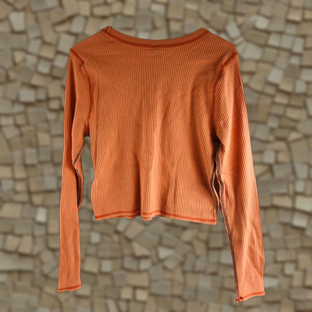 Vintage Wild Fable Cropped Shirt Juniors XL Peach Orange Long Sleeve Boat Neck NWT Womens T-Shirt Size XL / US 12-14 / IT 48-50 - 1 Thumbnail