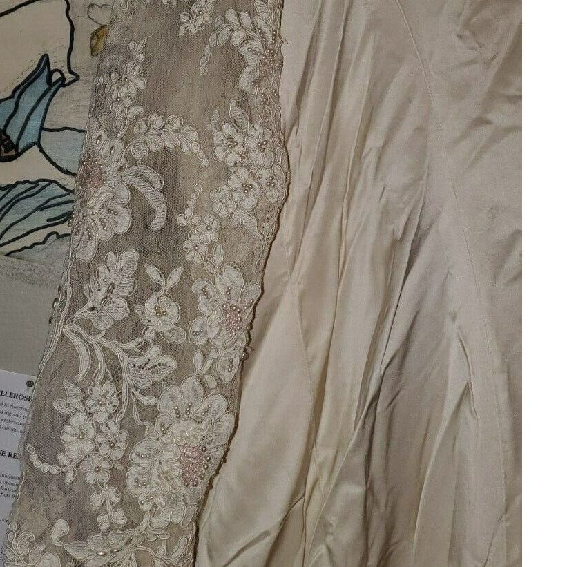 Handmade White Bridal Wedding Coat Jacket with Train Lace Sleeves 1XL Size XXL / US 16-18 / IT 52-54 - 5 Thumbnail
