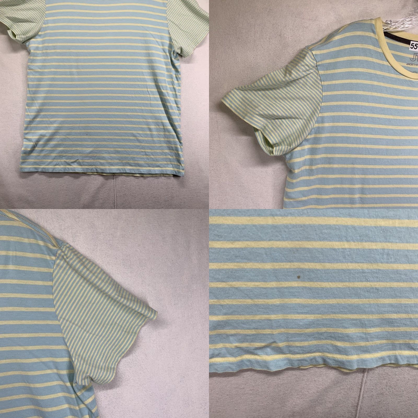 Vintage JACK THREADS Men's T-Shirt Large Striped Blue Yellow 80s Punk USA Size US L / EU 52-54 / 3 - 8 Thumbnail