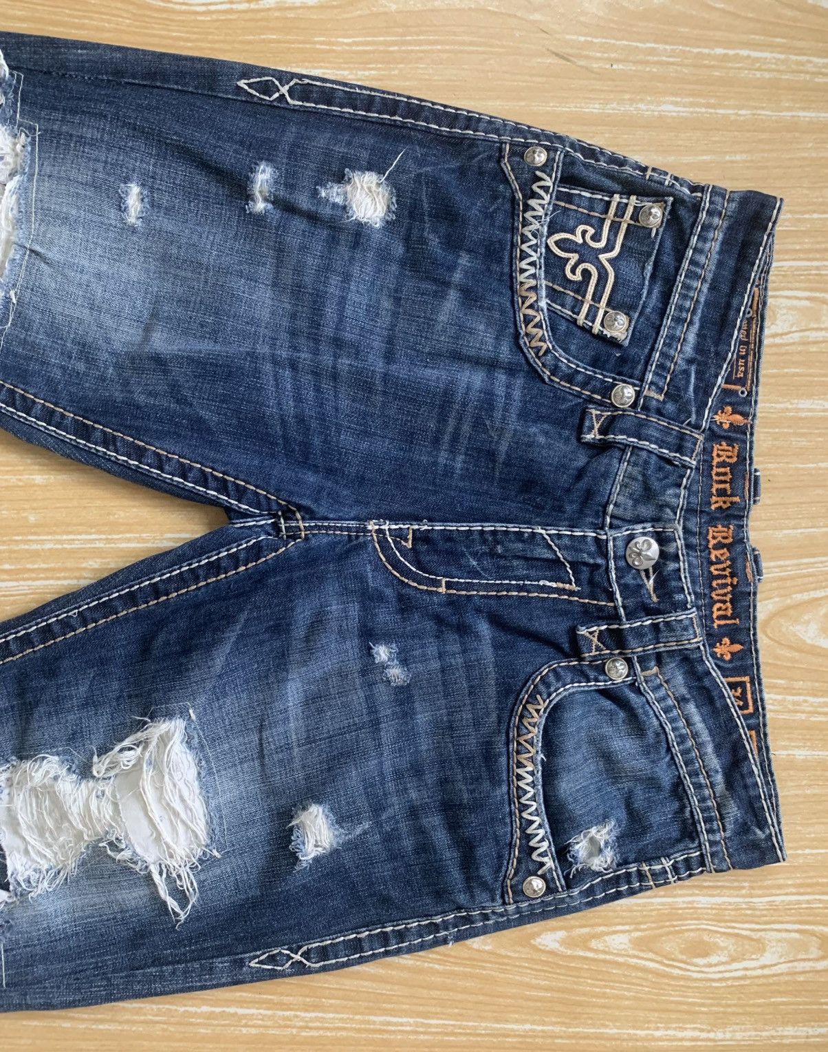 Rock Revival Rare.. Distressed Rock Revival Slim Boot Flare Jeans Pants Size US 34 / EU 50 - 6 Thumbnail