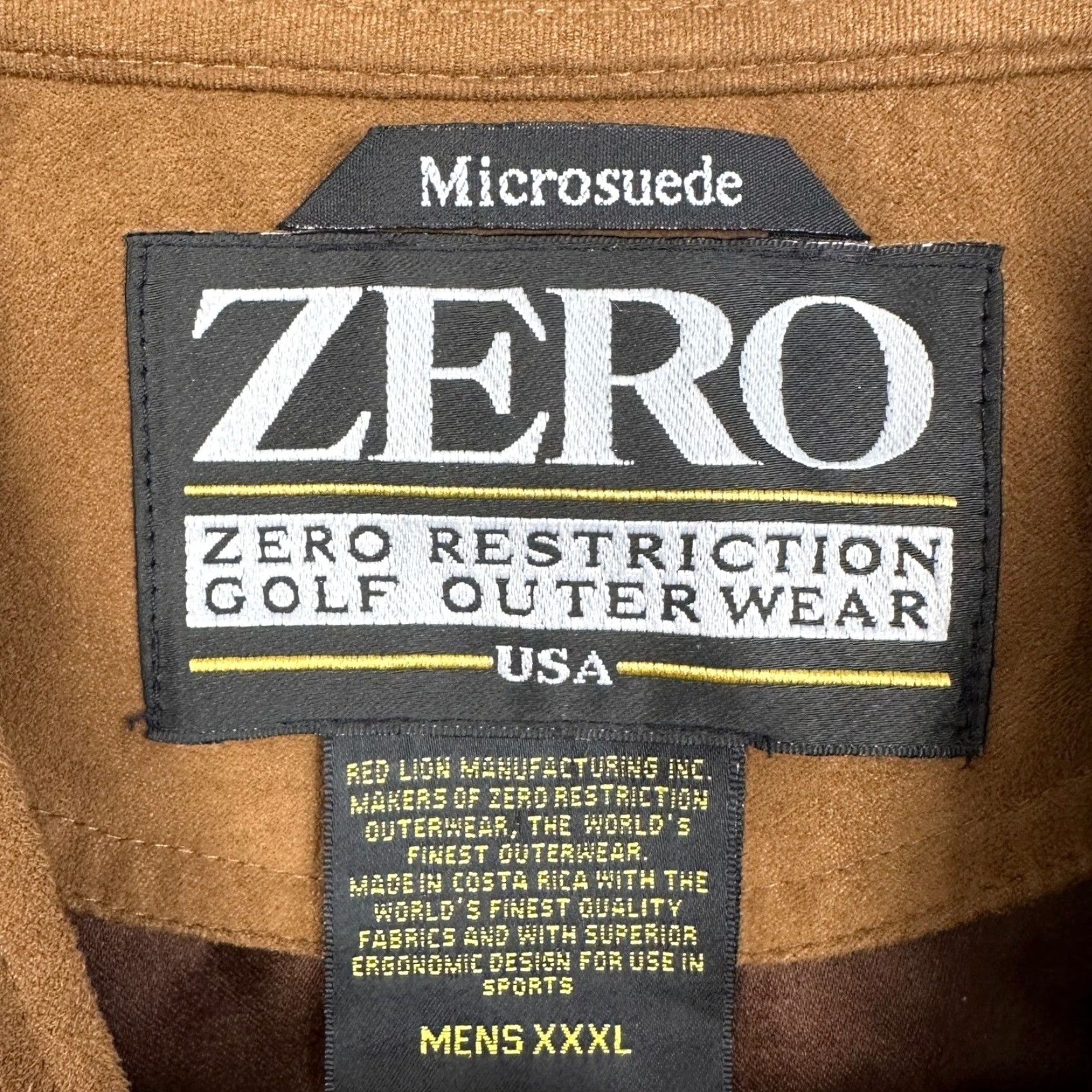 Vintage Zero Restriction Jacket Mens 3XL Brown Golf Snap Button Pullover Logo Microsuede Windshirt Jacket Size US XXL / EU 58 / 5 - 4 Thumbnail