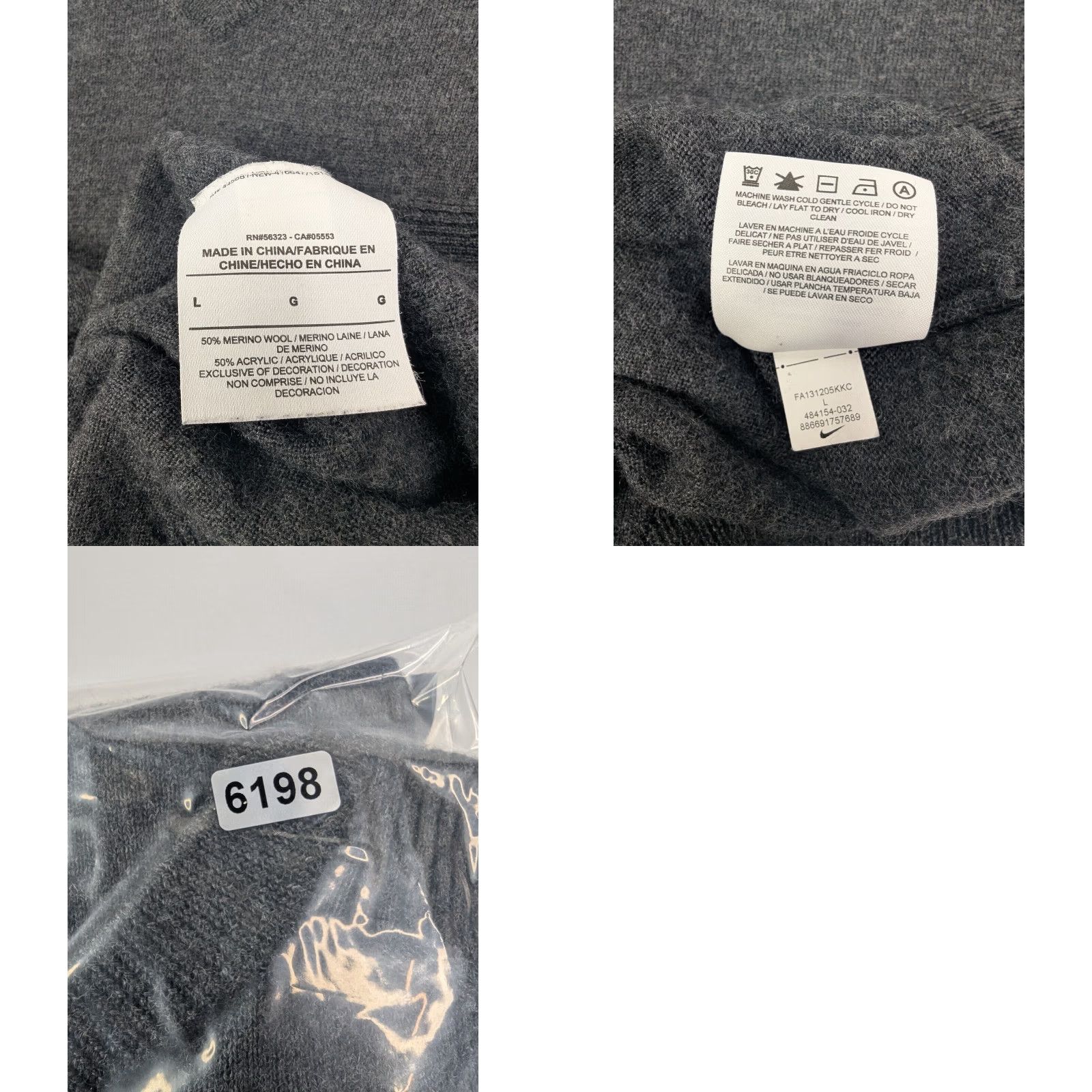 Nike Nike V-Neck Sweater Men L Grey Golf Tour Performance Knit Merino Wool Size US L / EU 52-54 / 3 - 8 Thumbnail