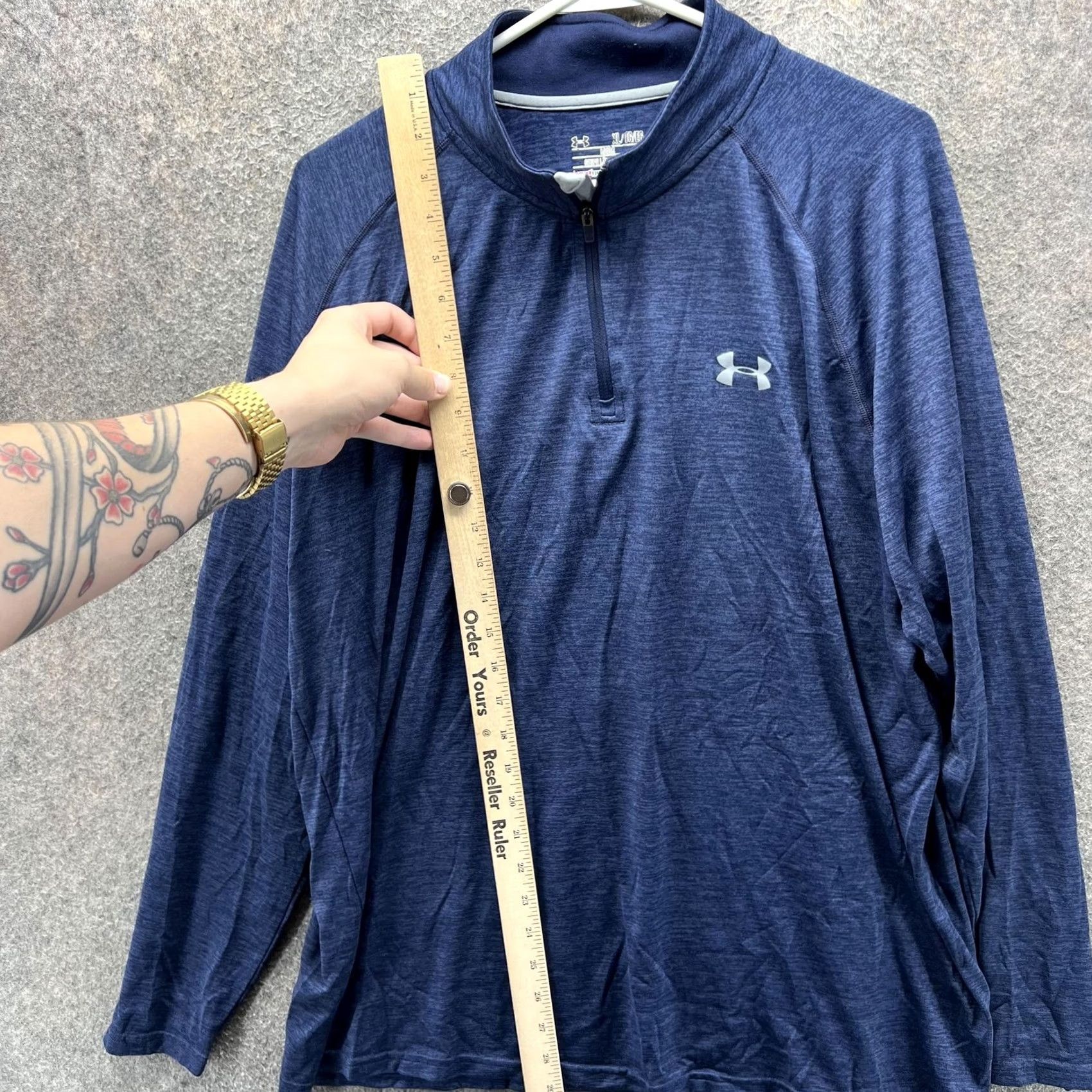 Under Armour Under Armour Pullover Mens XL Blue HeatGear 1/4 Zip Long Sleeve Raglan Sleeve Mock Neck Lightweight Moisture Wicking Gym & Training Size US XL / EU 56 / 4 - 6 Thumbnail