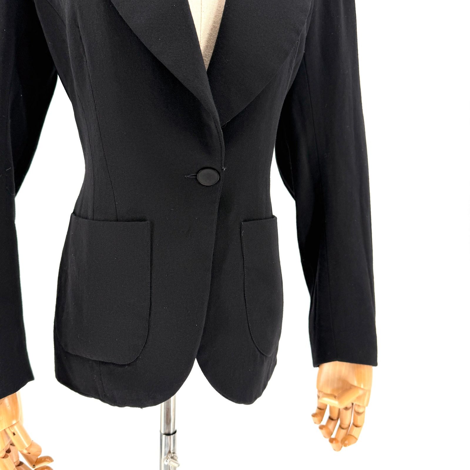 Vintage Lolita Lempicka Black 100% Wool Puff Sleeve Blazer Size L / US 10 / IT 46 - 3 Thumbnail