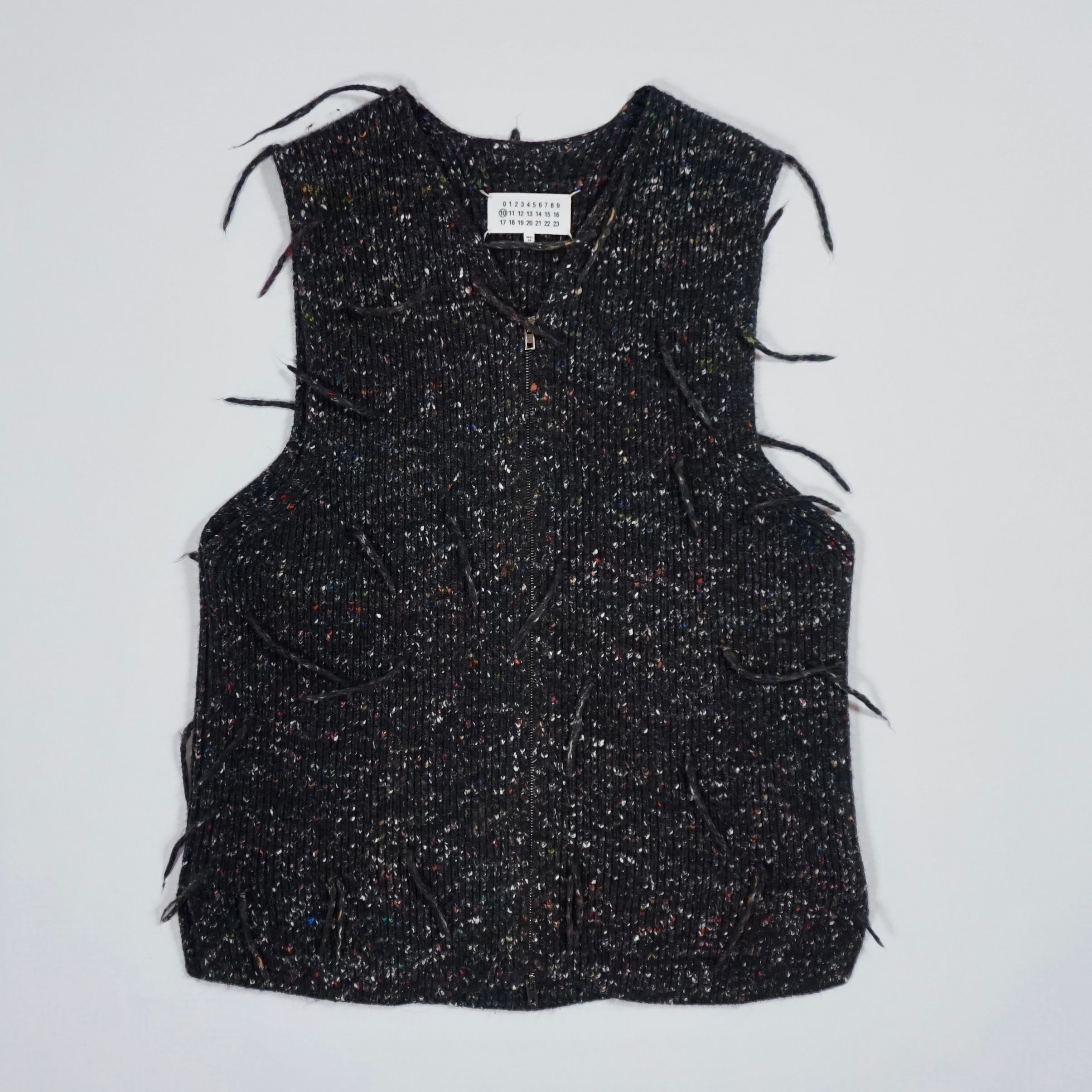 Pre-owned Maison Margiela Fringe Sweater Vest In Charcoal Black