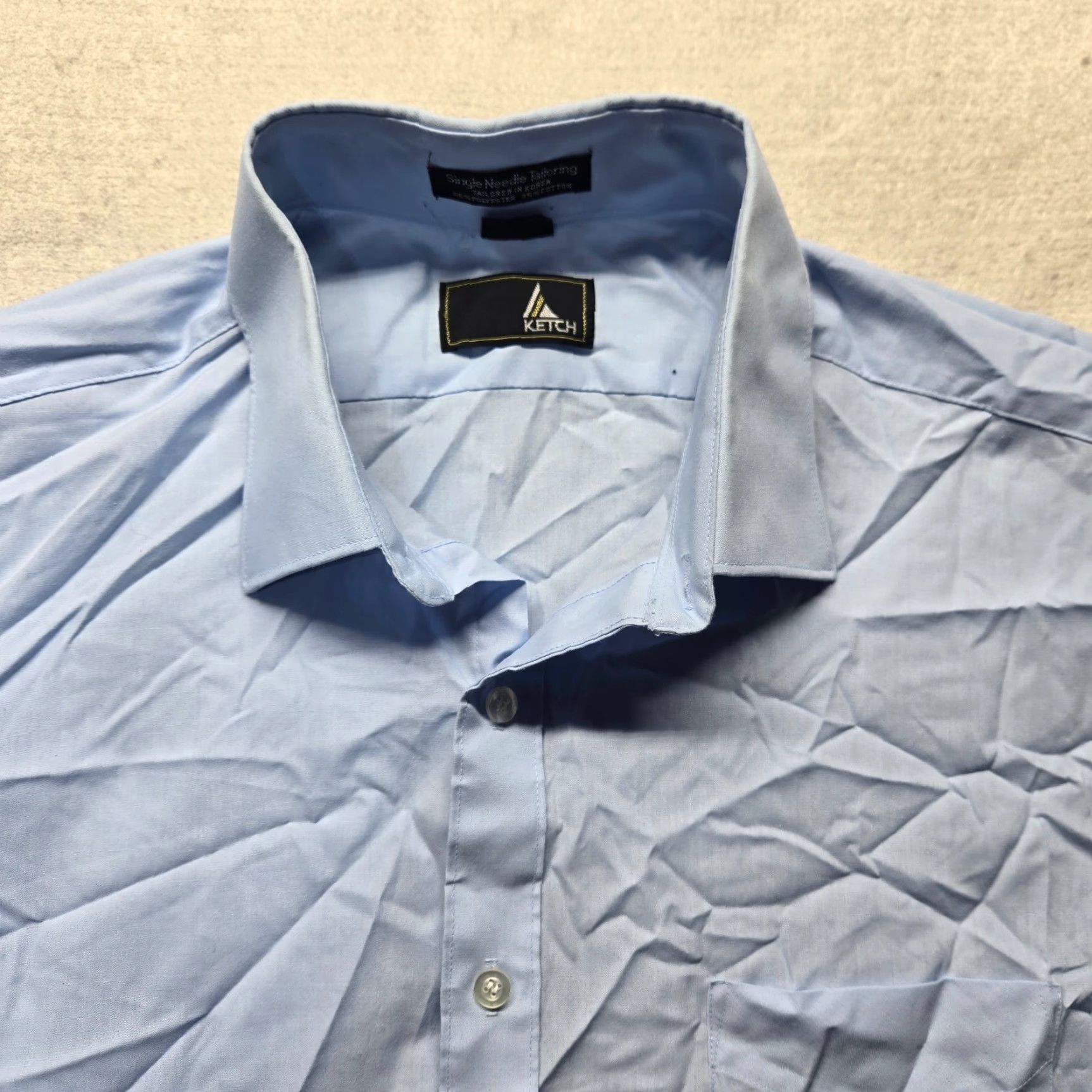 Vintage Ketch Dress Shirt Blue Adult Mens Short Sleeve 16.5 34/35 Poly/Cotton Button Up Shirt Size 46R - 2 Thumbnail