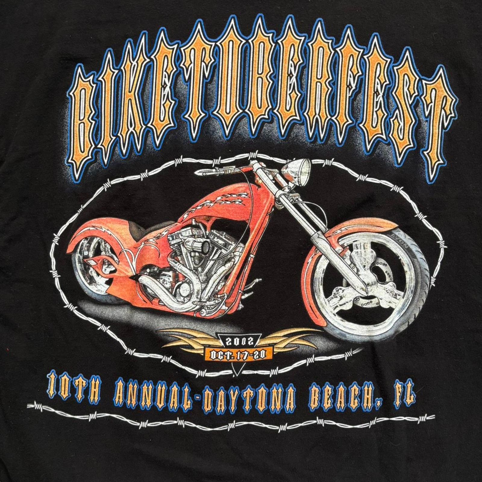Vintage Vintage Biketober fest T Shirt! Daytona Beach 2002 Cropped. Size US L / EU 52-54 / 3 - 4 Thumbnail