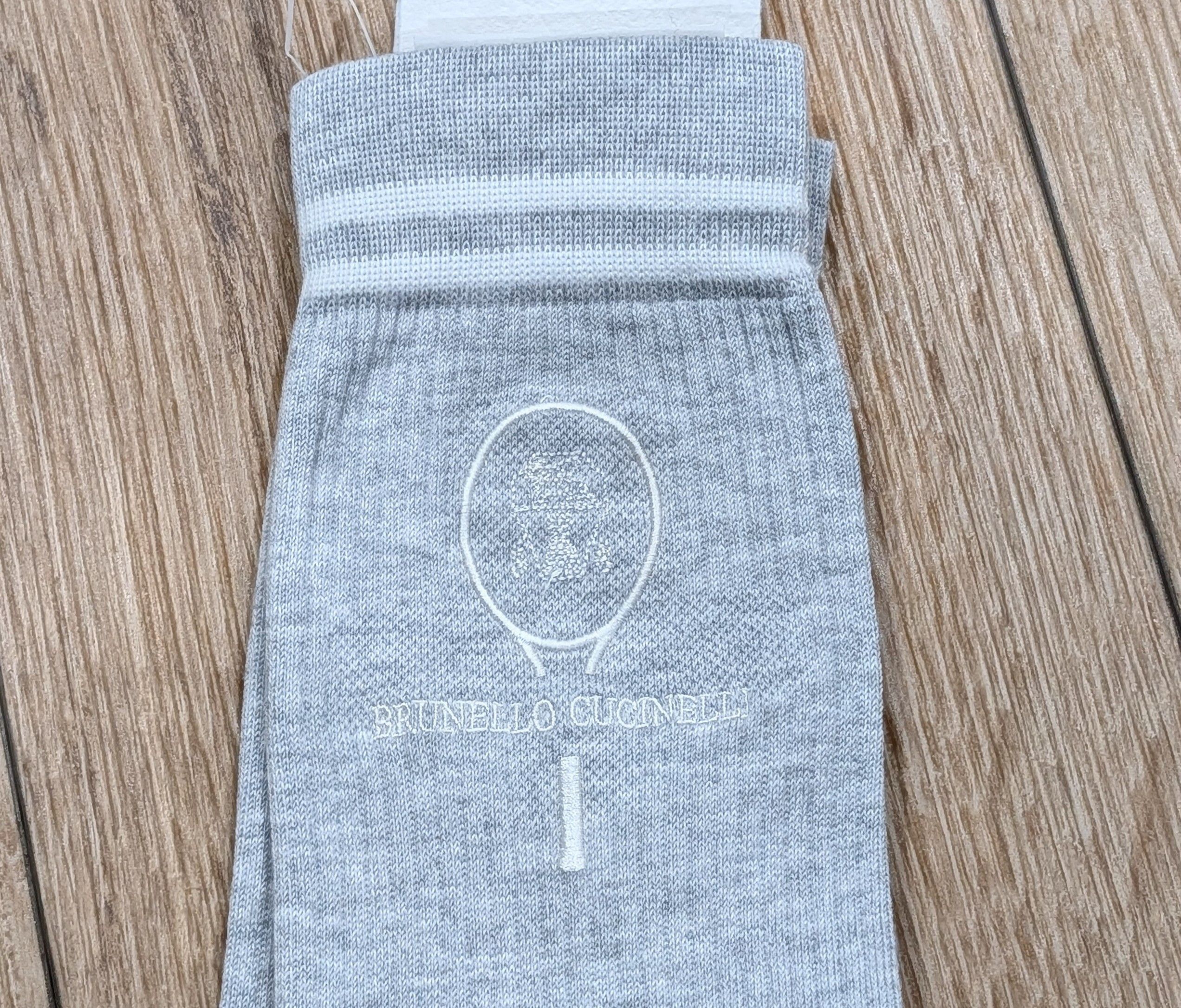 Brunello Cucinelli Brunello Cucinelli Ribbed Logo Crew Socks Pearl Gray Small Size ONE SIZE - 2 Thumbnail