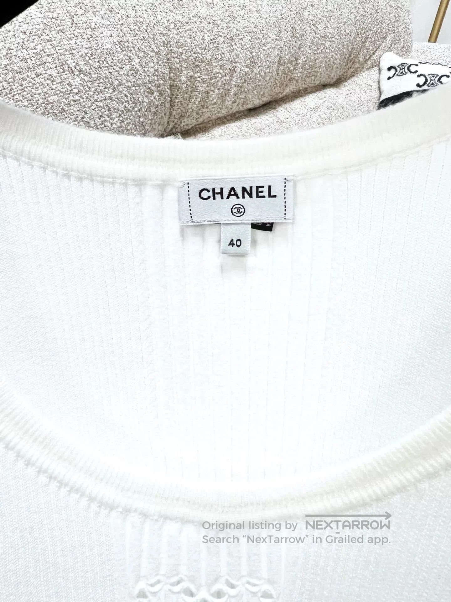 Chanel Chanel 25C White Knit Sleeveless Top. Size US L / EU 52-54 / 3 - 5 Thumbnail