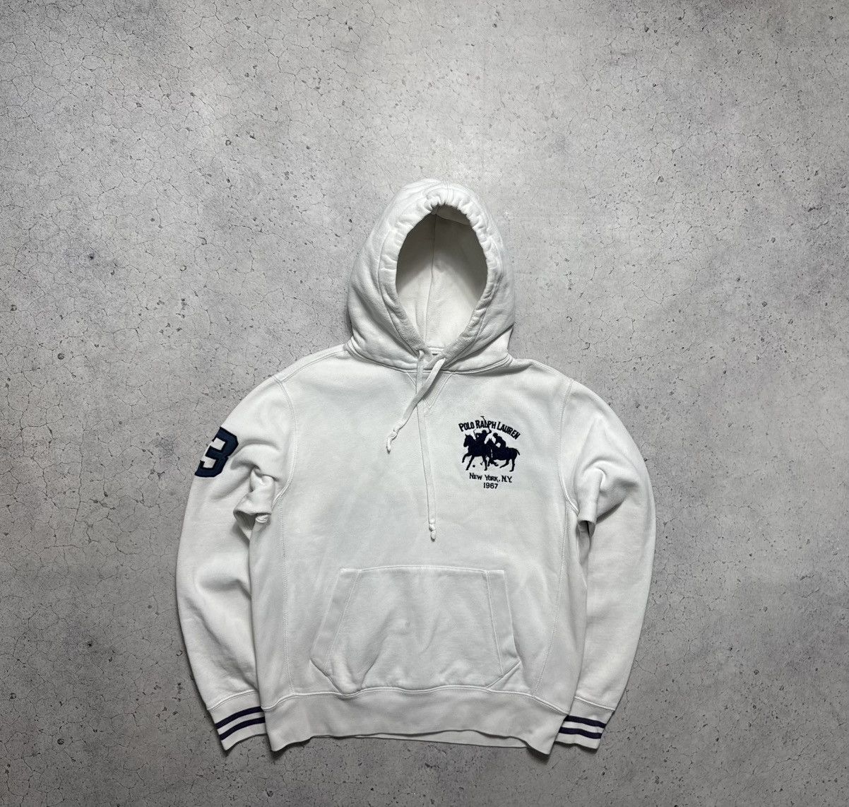 Polo Ralph Lauren Polo Ralph Lauren Big Pony #3 White Vintage Hoodie Size US M / EU 48-50 / 2 - 1 Thumbnail