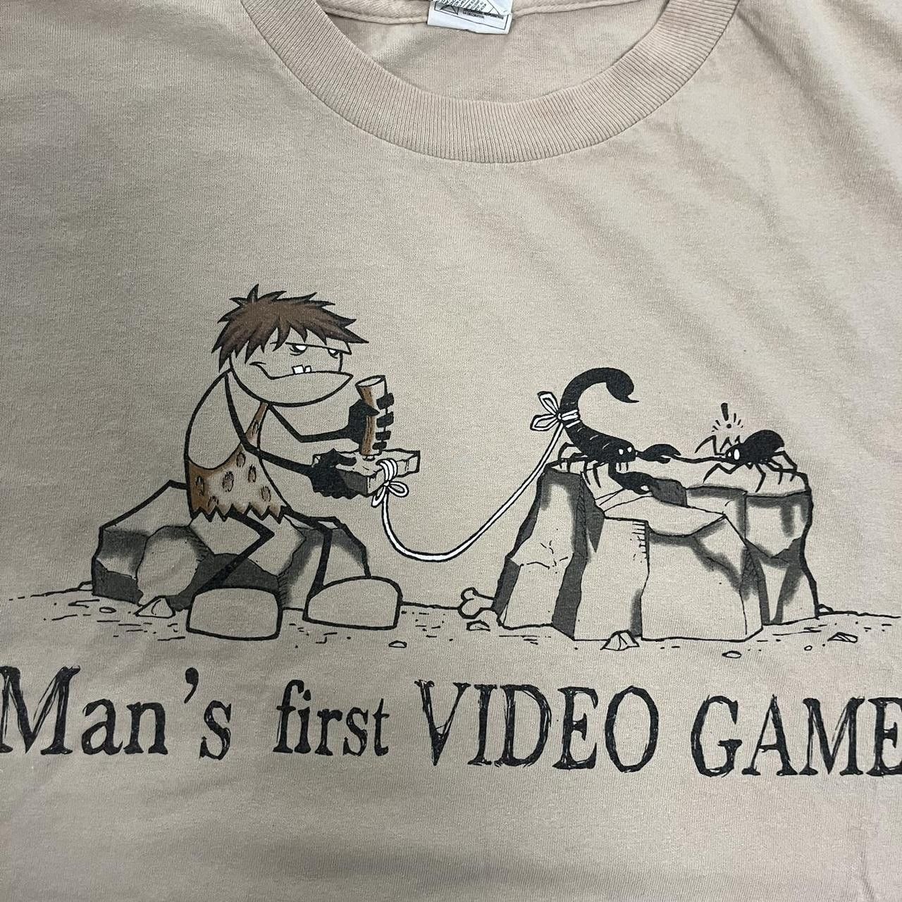 Vintage VTG 2000s Man’s First Video Comic Funny Graphic T shirt Tan Size US L / EU 52-54 / 3 - 4 Thumbnail