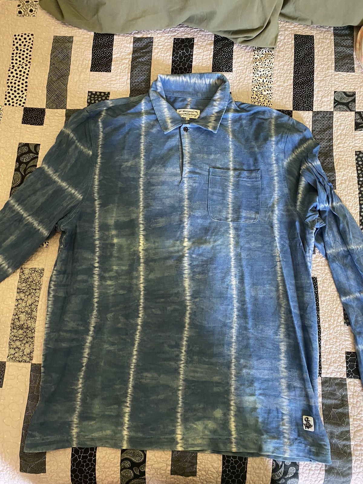 image of Quaker Marine Supply Polo Longsleeve Shirt in Blue, Men's (Size XL)