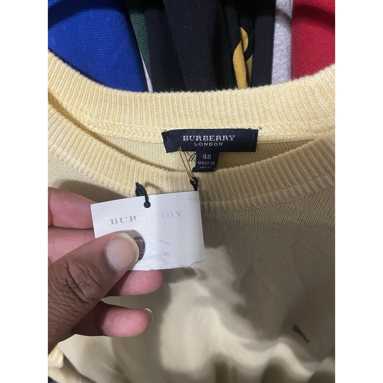 Burberry Size 48/XL- VTG Burberry London Yellow Sweater 100% Cotton Size US XL / EU 56 / 4 - 3 Thumbnail