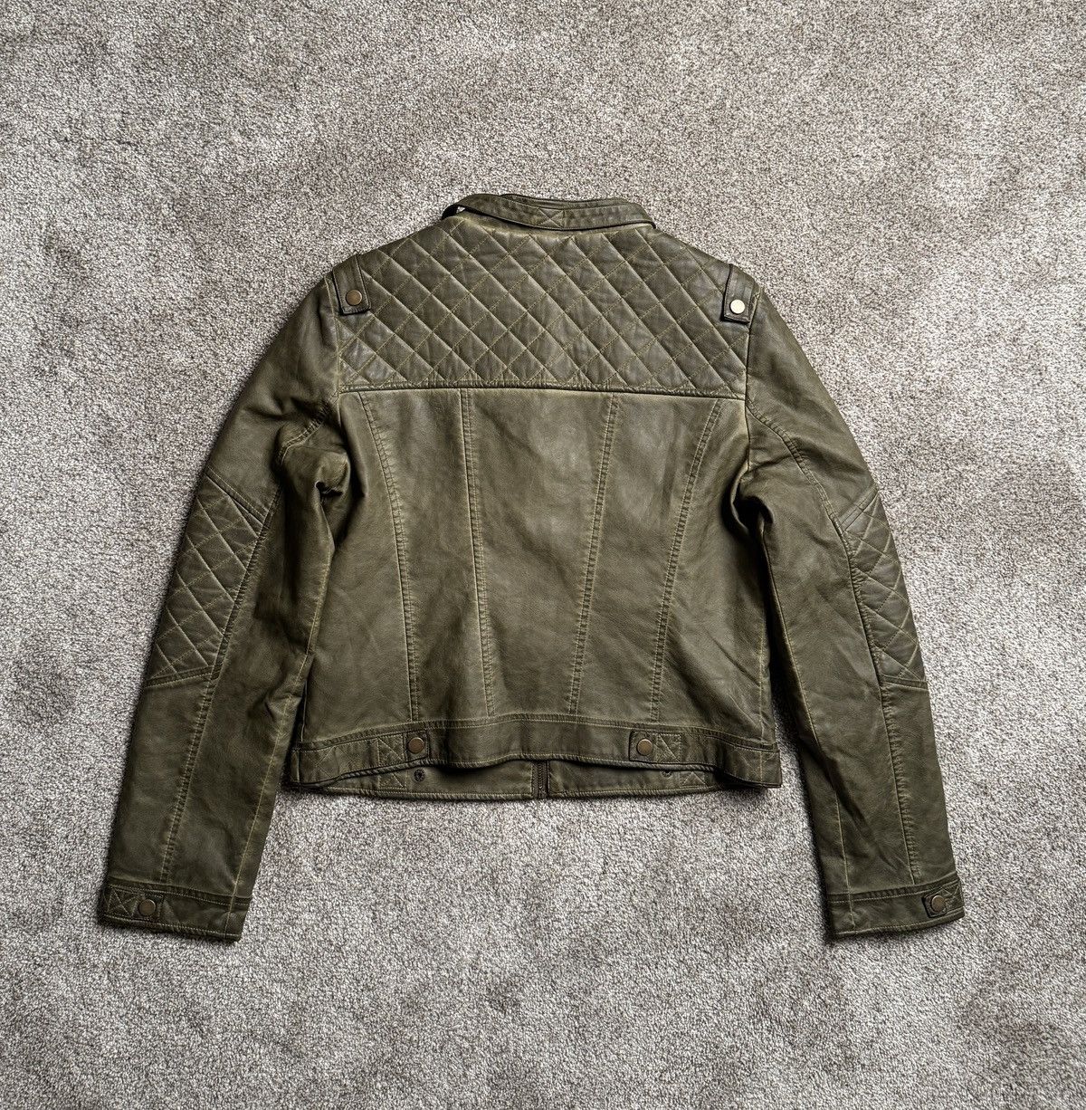 Blanc Noir BLANC NOIR OVERDYED FAUX LEATHER QUILTED MOTO JACKET Size L / US 10 / IT 46 - 5 Thumbnail