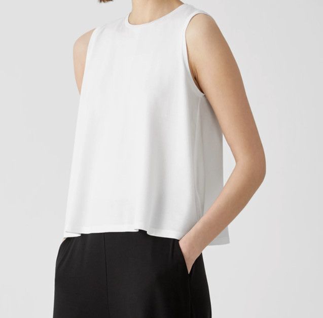 Eileen Fisher Eileen Fisher Fine Jersey Tank White ( XL ) Size XL / US 12-14 / IT 48-50 - 3 Thumbnail