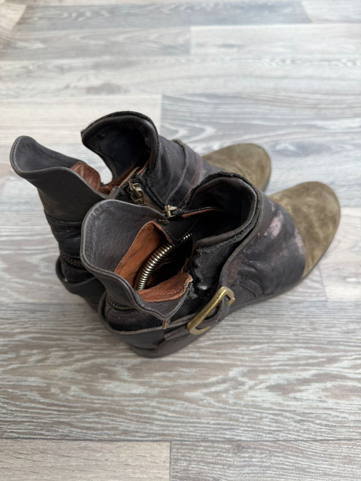 A.S.98 A.S.98 Airstep Boho Distressed Biker Green Boots Sz 40 Size US 10 / IT 40 - 6 Thumbnail