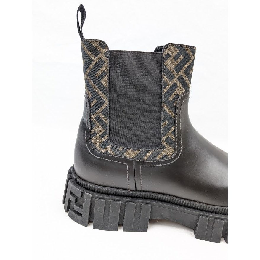 Fendi o1rshd1 Men's Fabric Calf Leather Boots in Black/Dark Brown Size US 11 / EU 44 - 6 Thumbnail
