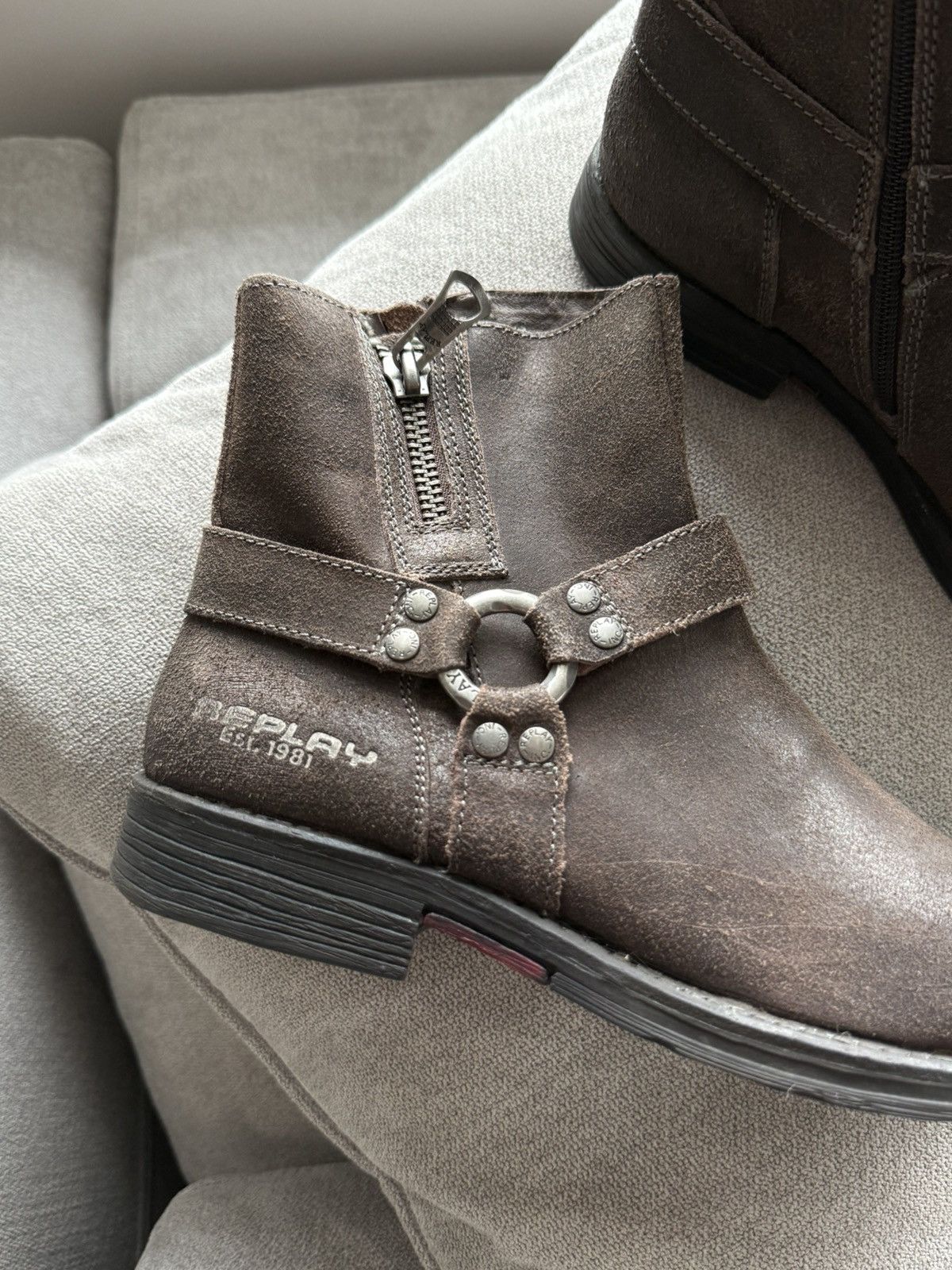 Replay Replay Biker Dark Brown Zip Leather Boots Size 42 Size US 9 / EU 42 - 2 Thumbnail