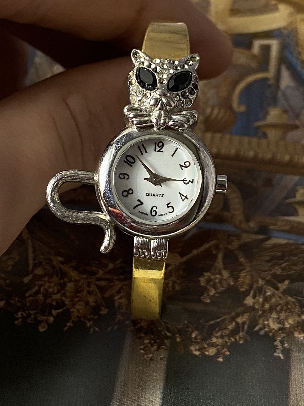 Jewelry Cat Bangle Watch Gold Tone Whimsical Size ONE SIZE - 2 Thumbnail