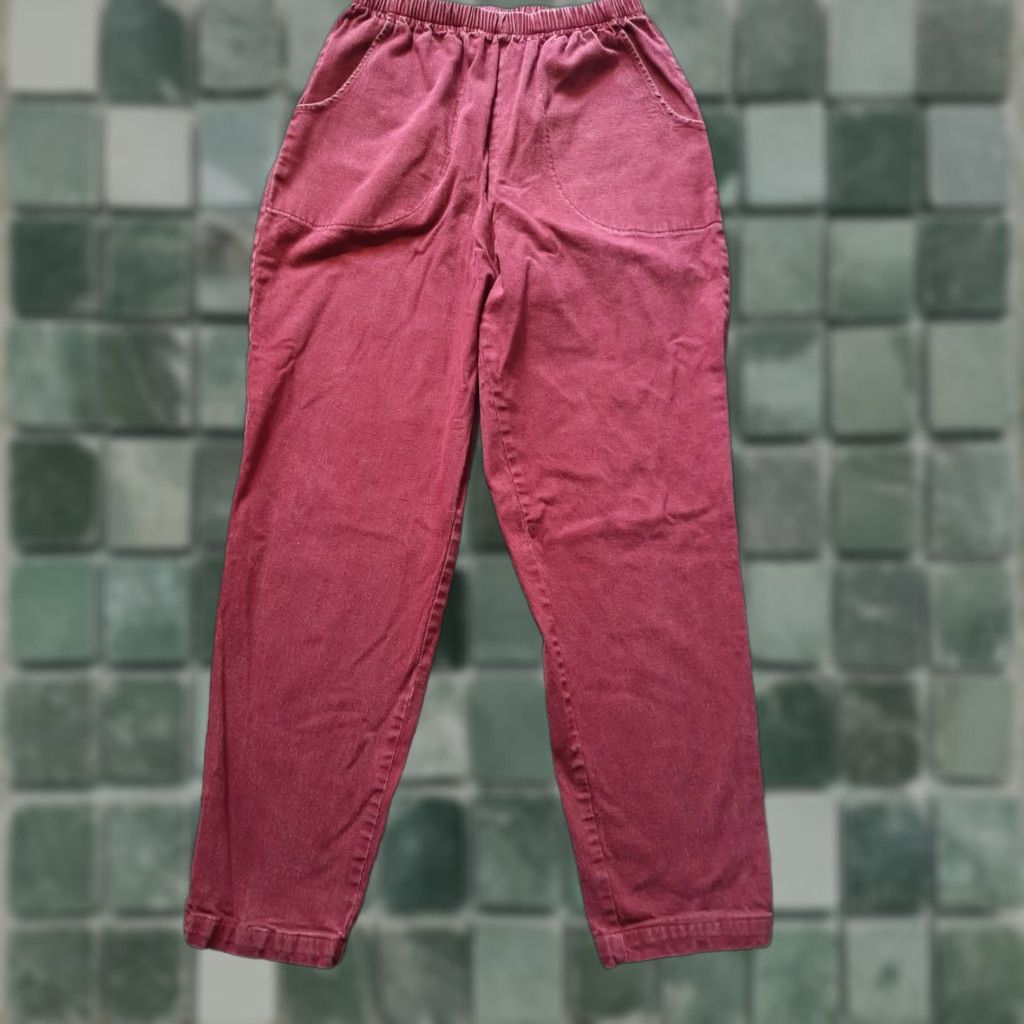 Denim & Co. Denim & Co. Pants Womens 24" Waist 26" Inseam Ponte Knit Stretch Casual Medium Wash Red/Maroon Denim 24" Size H O Size 42" / US 20 - 1 Thumbnail